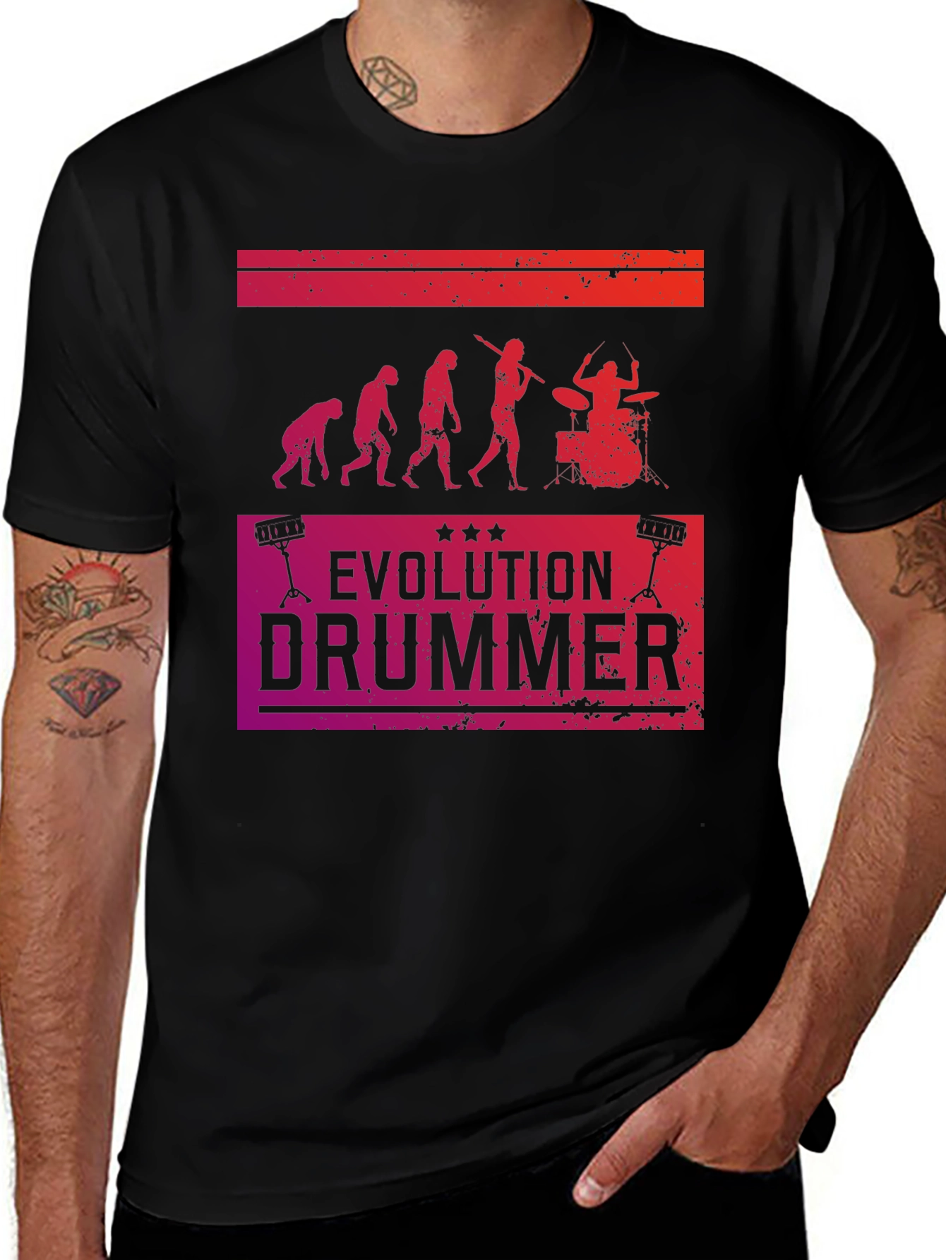 Variant 19 of Evolution Drummer T-Shirt - Funny Drumming Tee
