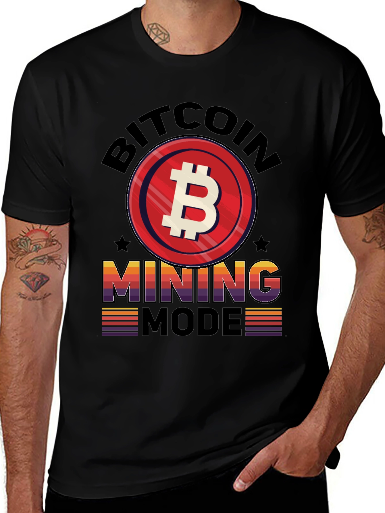 Variant 14 of Bitcoin Mining Mode Graphic Tee - Black