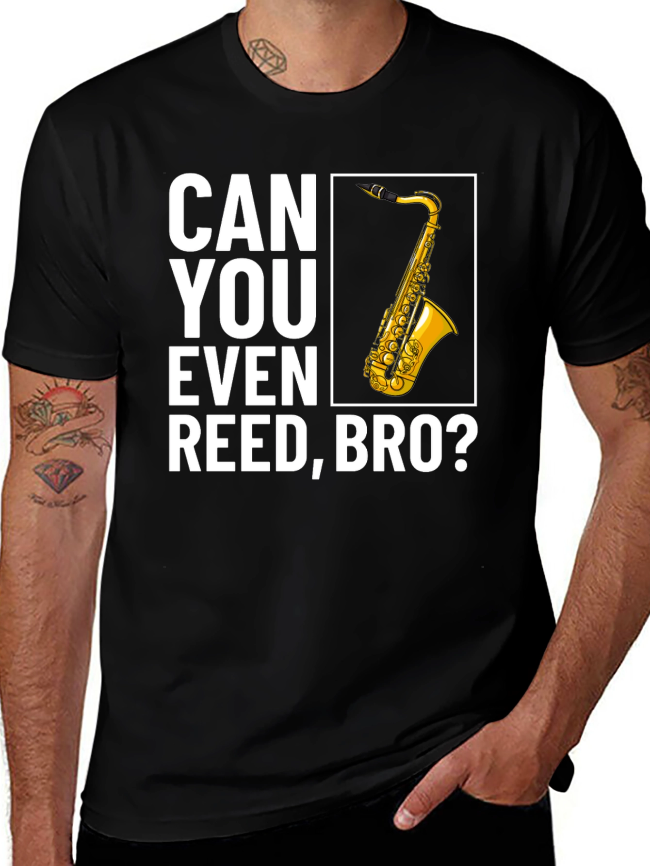 Variant 27 of Can You Even Reed Bro? Saxophone T-Shirt