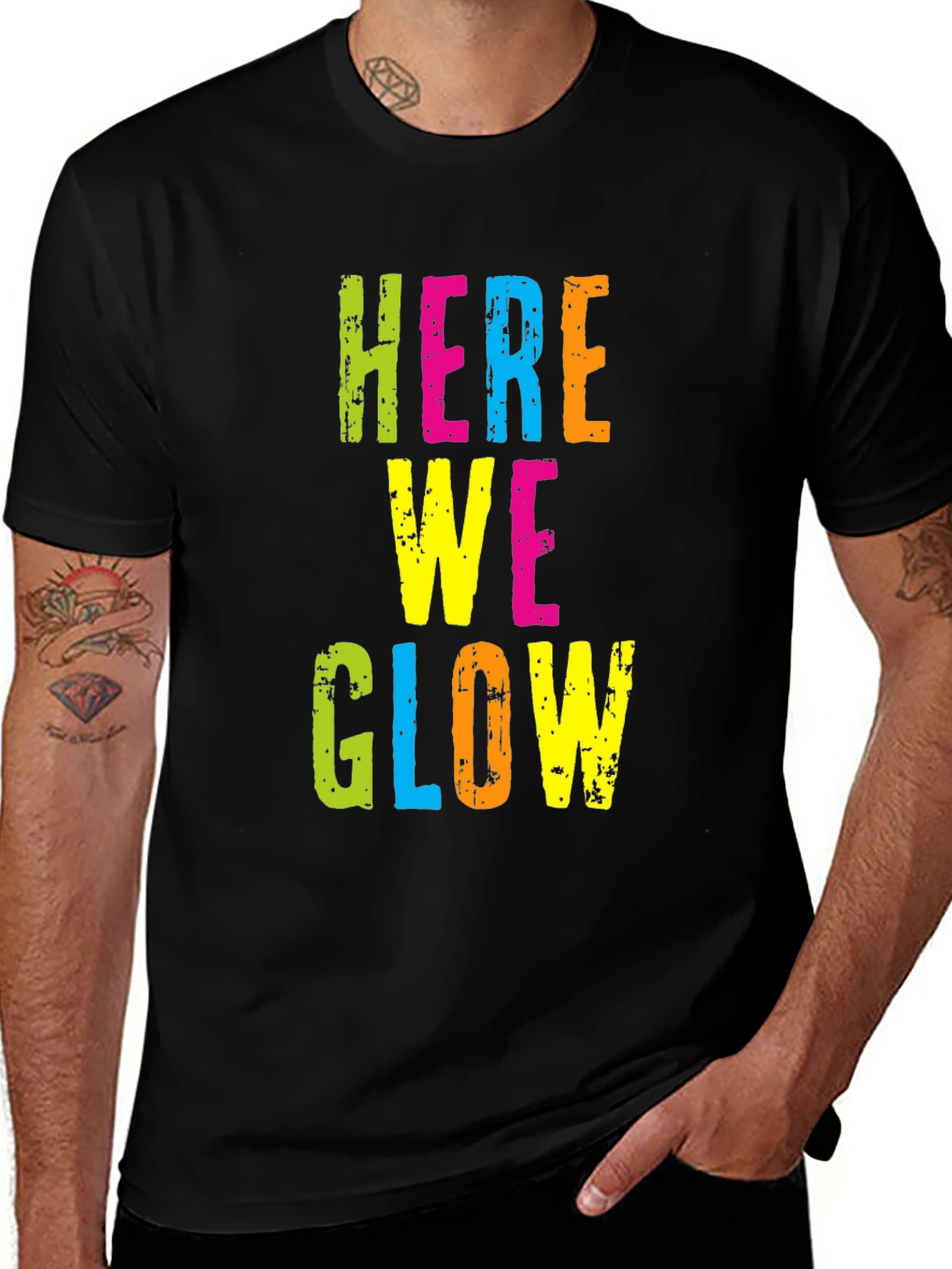 Variant 20 of Here We Glow Men's Black Graphic Tee