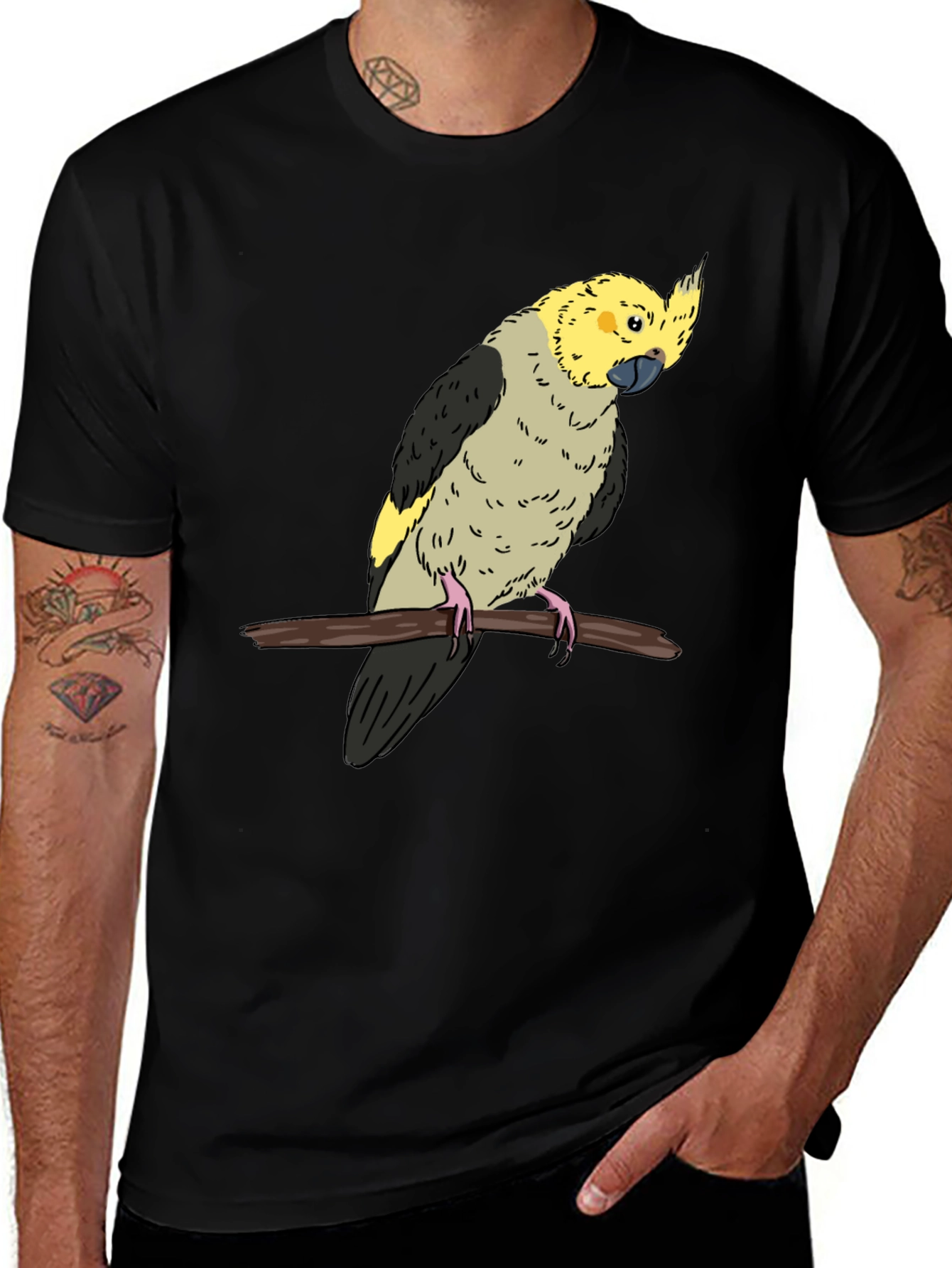 Black Cockatiel Graphic Tee - Bird Lover T-Shirt main image