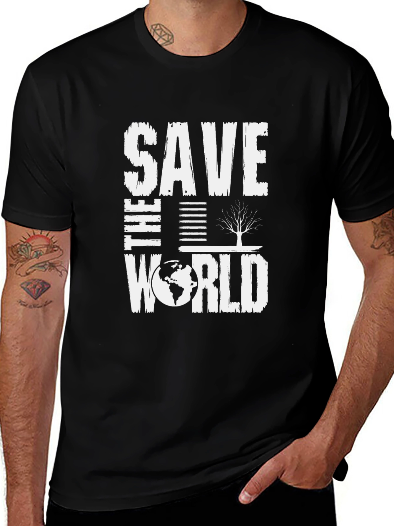 Save the World Graphic Tee - Eco-Friendly Design