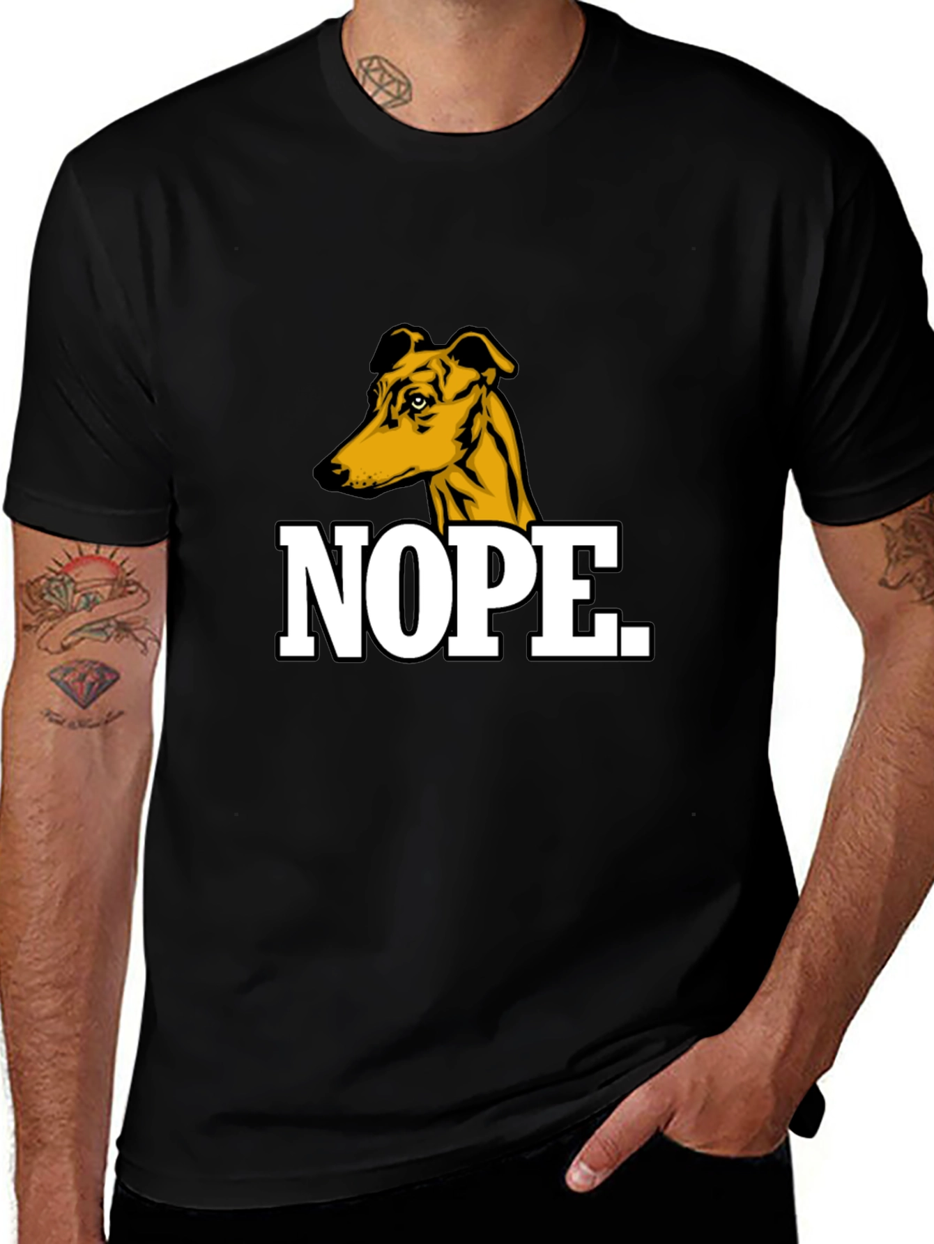 Variant 7 of Nope Dog Graphic T-Shirt - Men's Black Tee
