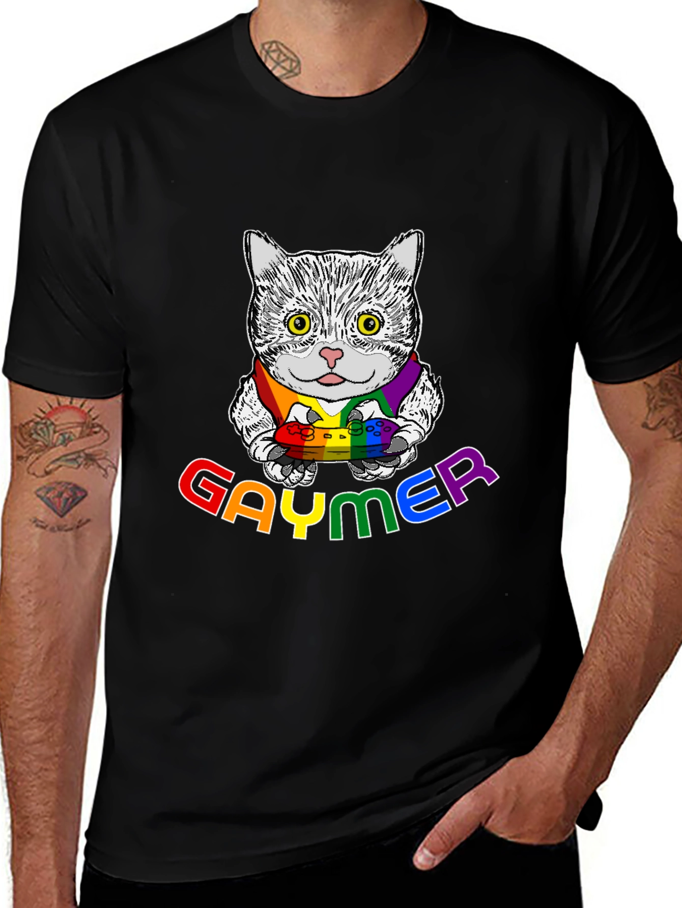 Gaymer Cat T-Shirt - Pride LGBTQ+ Gamer Tee