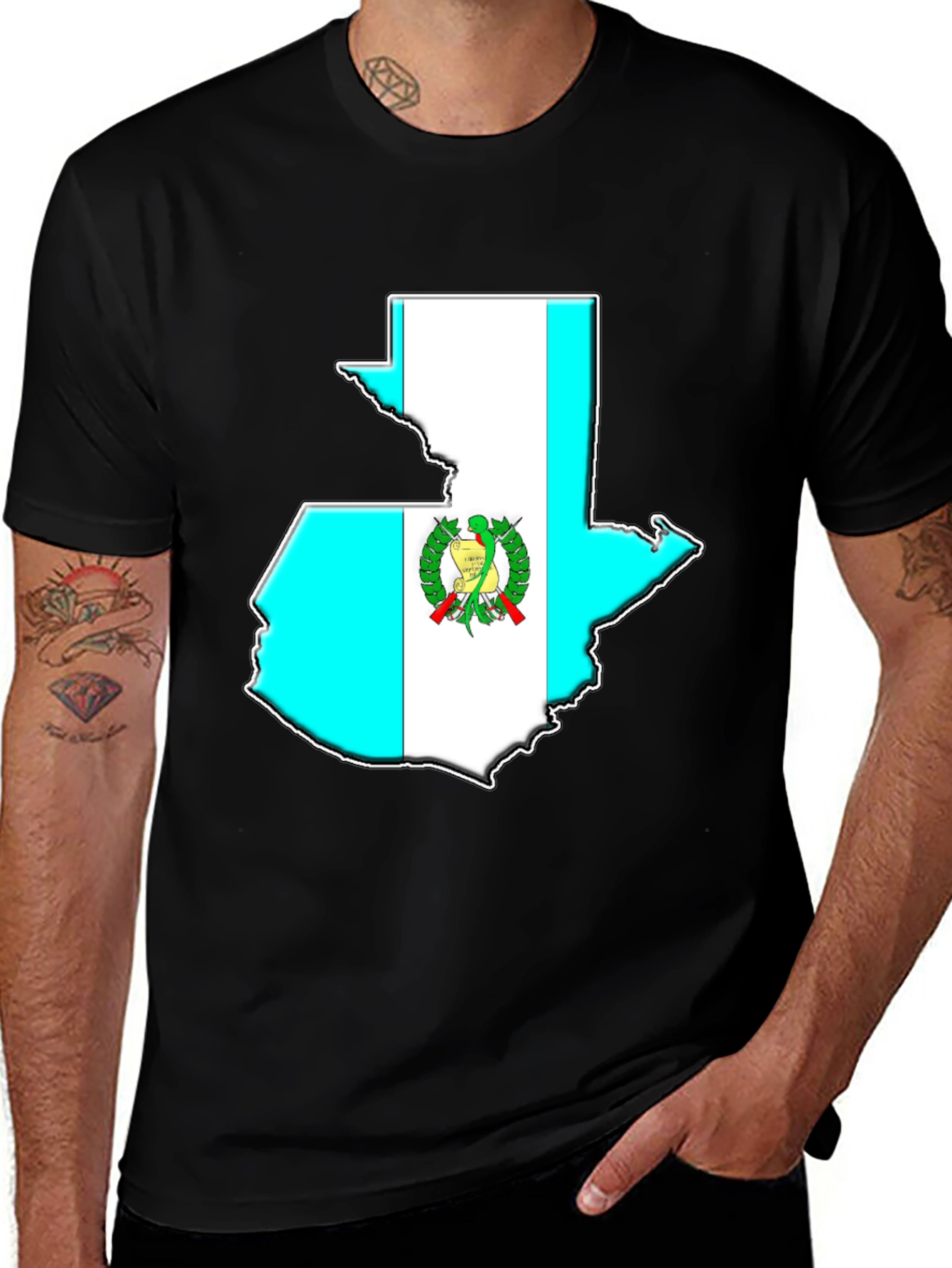 Guatemala Flag Map Graphic T-Shirt