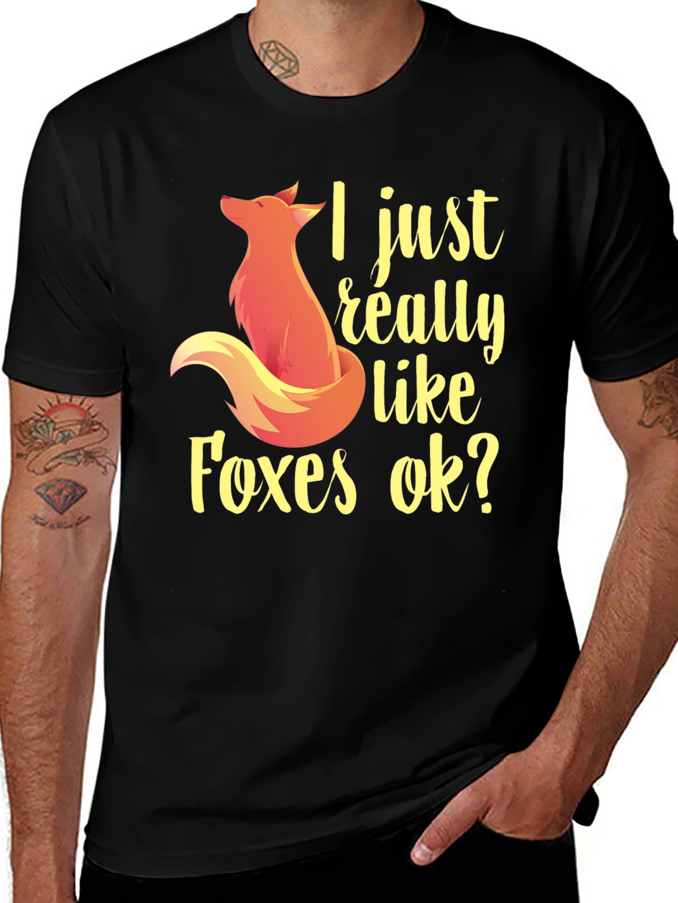 Variant 15 of Fox Lover Tee - "I Just Really Like Foxes Ok?" Graphic