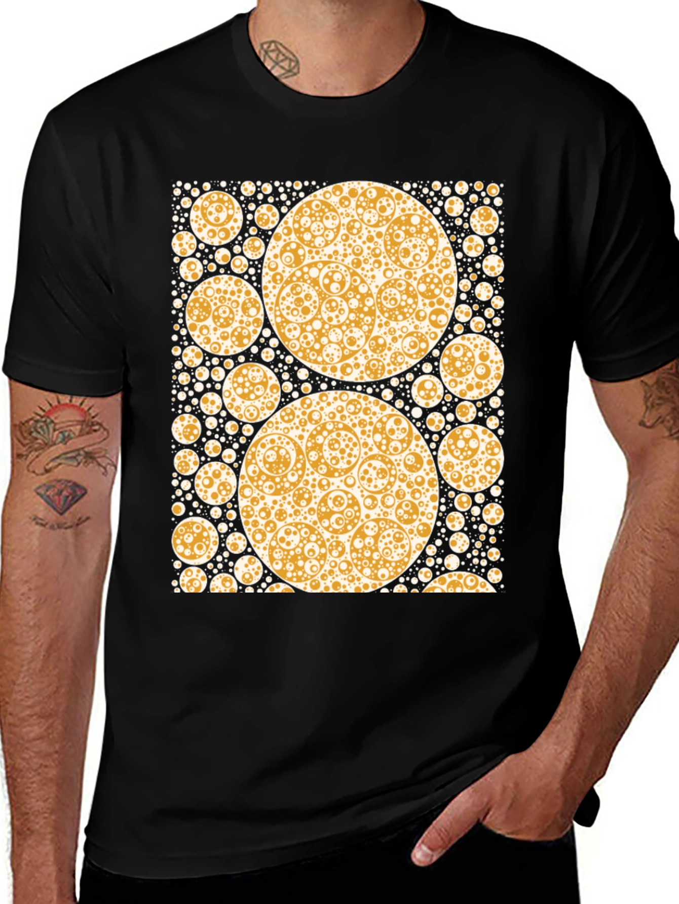 Variant 27 of Abstract Circles Graphic Print Black T-Shirt