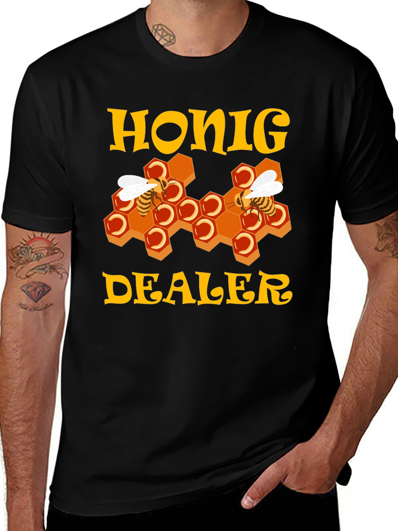 Variant 10 of Honig Dealer T-Shirt - Honey Bee Hive Design
