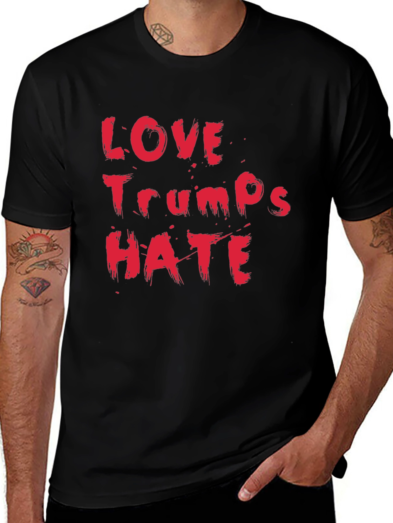 Variant 19 of Love Trumps Hate Black Cotton T-Shirt