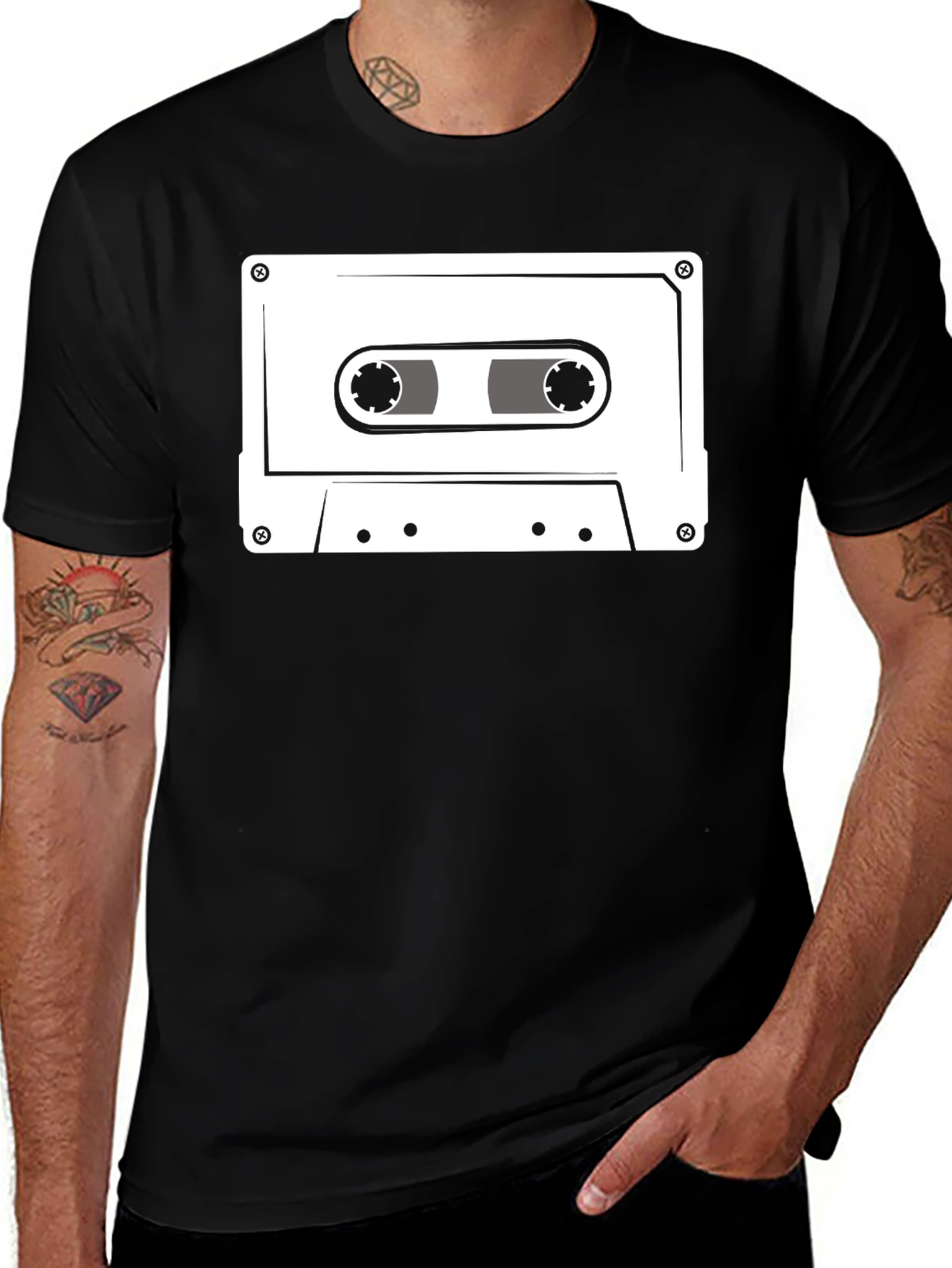 Variant 10 of Retro Cassette Tape Graphic T-Shirt - Black