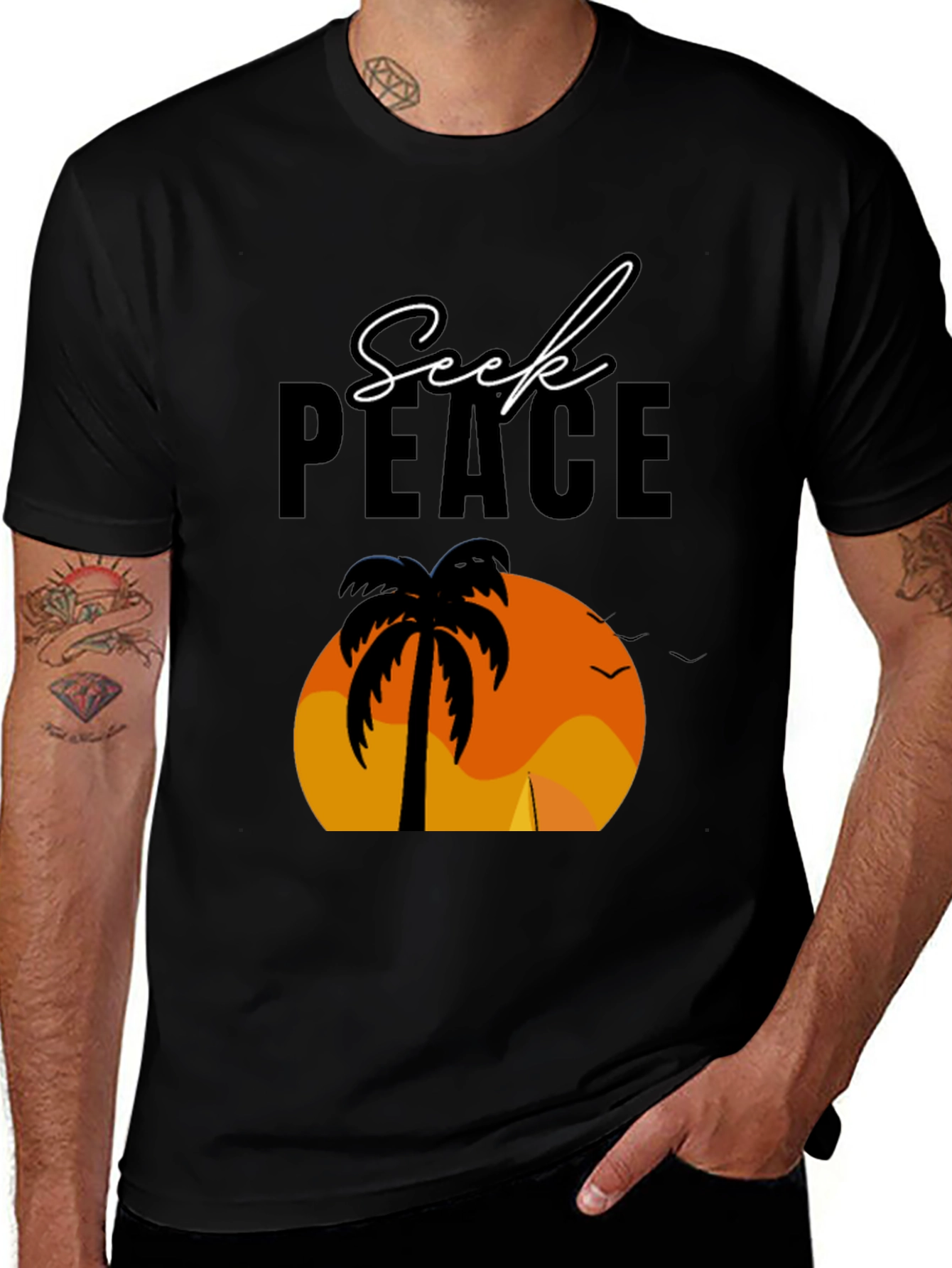 Variant 10 of Seek Peace Palm Sunset T-Shirt