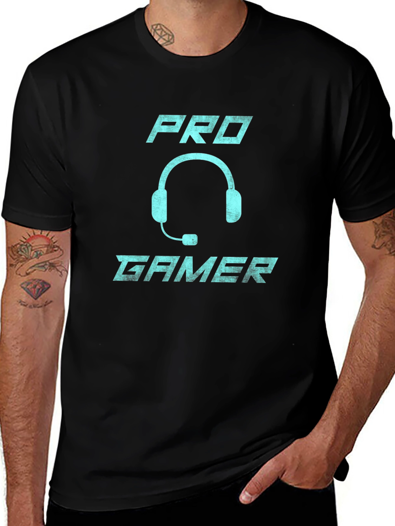 Variant 14 of Pro Gamer Black T-Shirt with Headset Graphic
