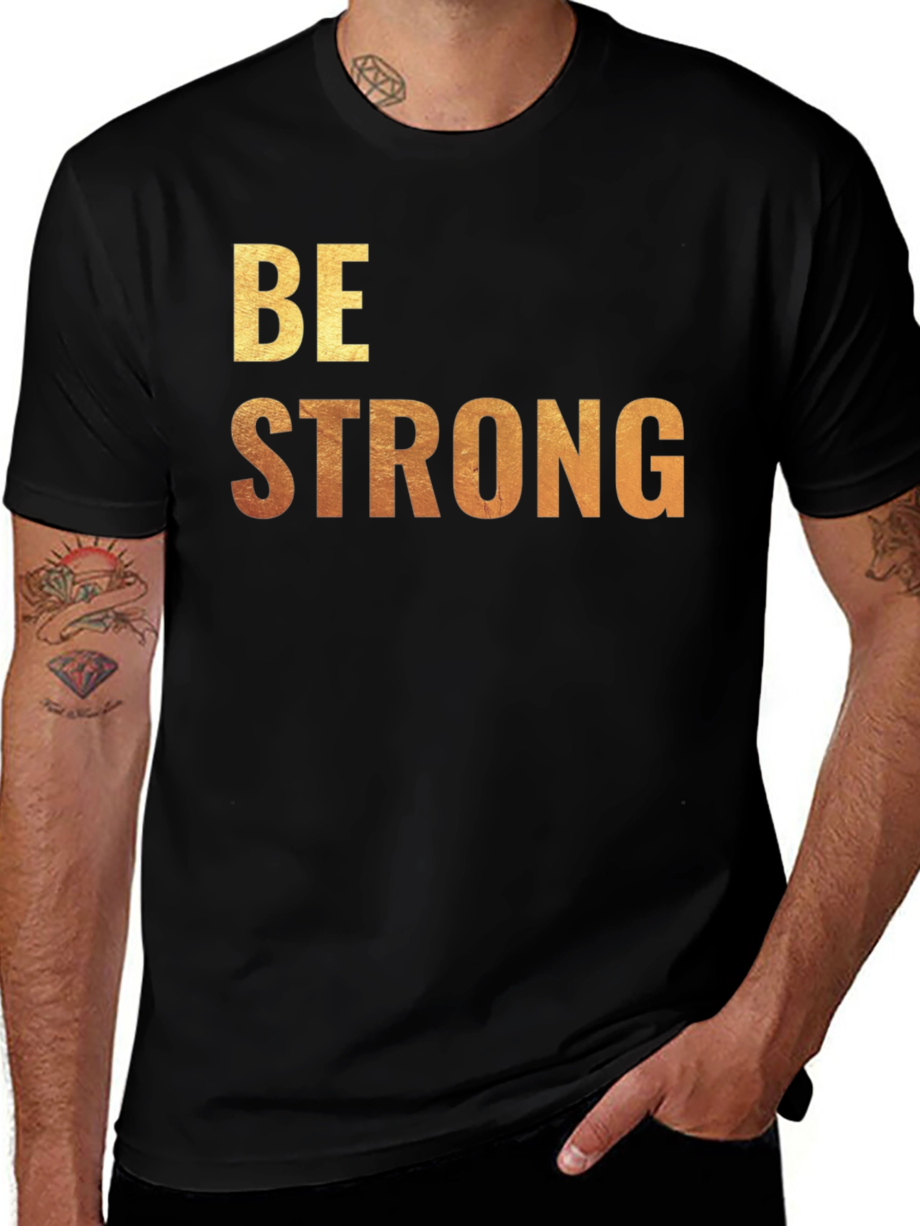 Variant 26 of Be Strong Graphic Tee - Mens Black T-Shirt