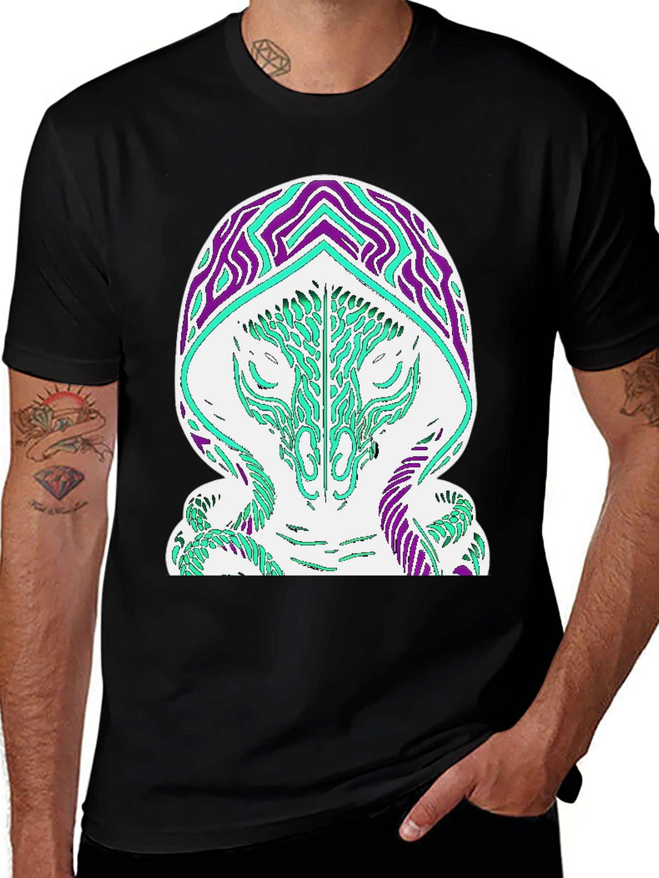 Variant 22 of Abstract Serpent Graphic T-Shirt - Black