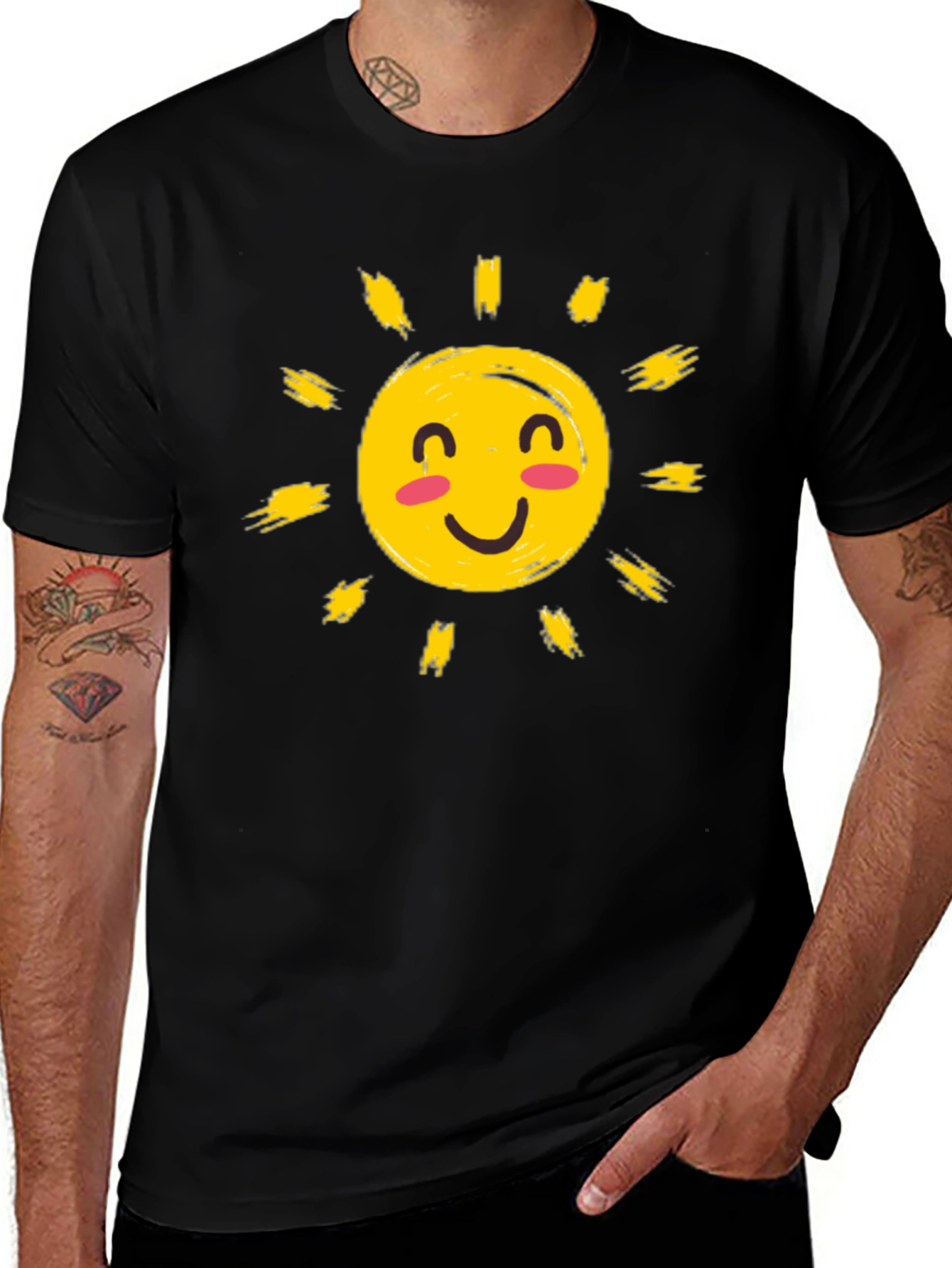 Variant 6 of Smiling Sun Graphic Black T-Shirt