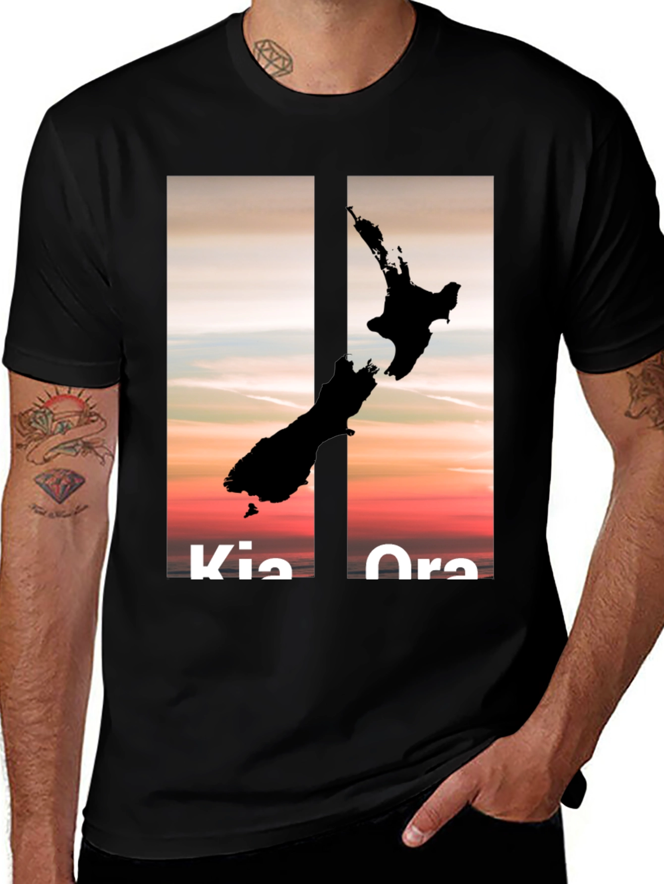 Kia Ora New Zealand Map T-Shirt