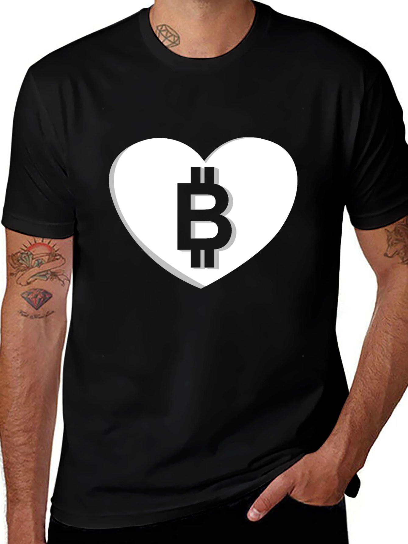 Bitcoin Heart Tee - Crypto Lover Black T-Shirt