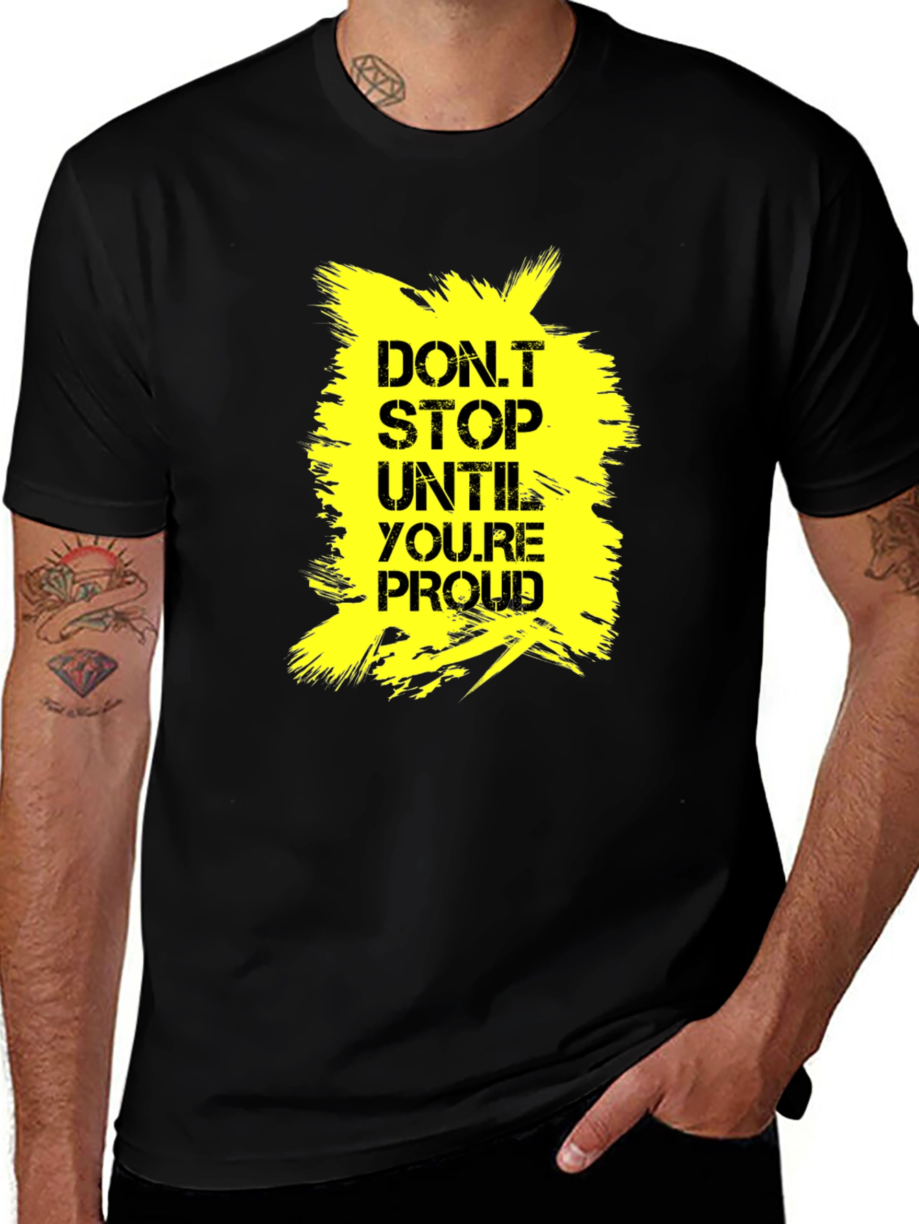 Variant 2 of Motivational 'Don't Stop Until Proud' Graphic Tee