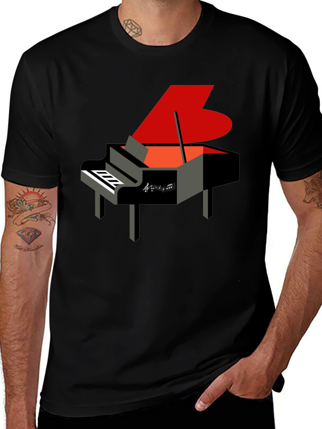 Variant 22 of Piano Graphic Print Tee - Music Lover Gift