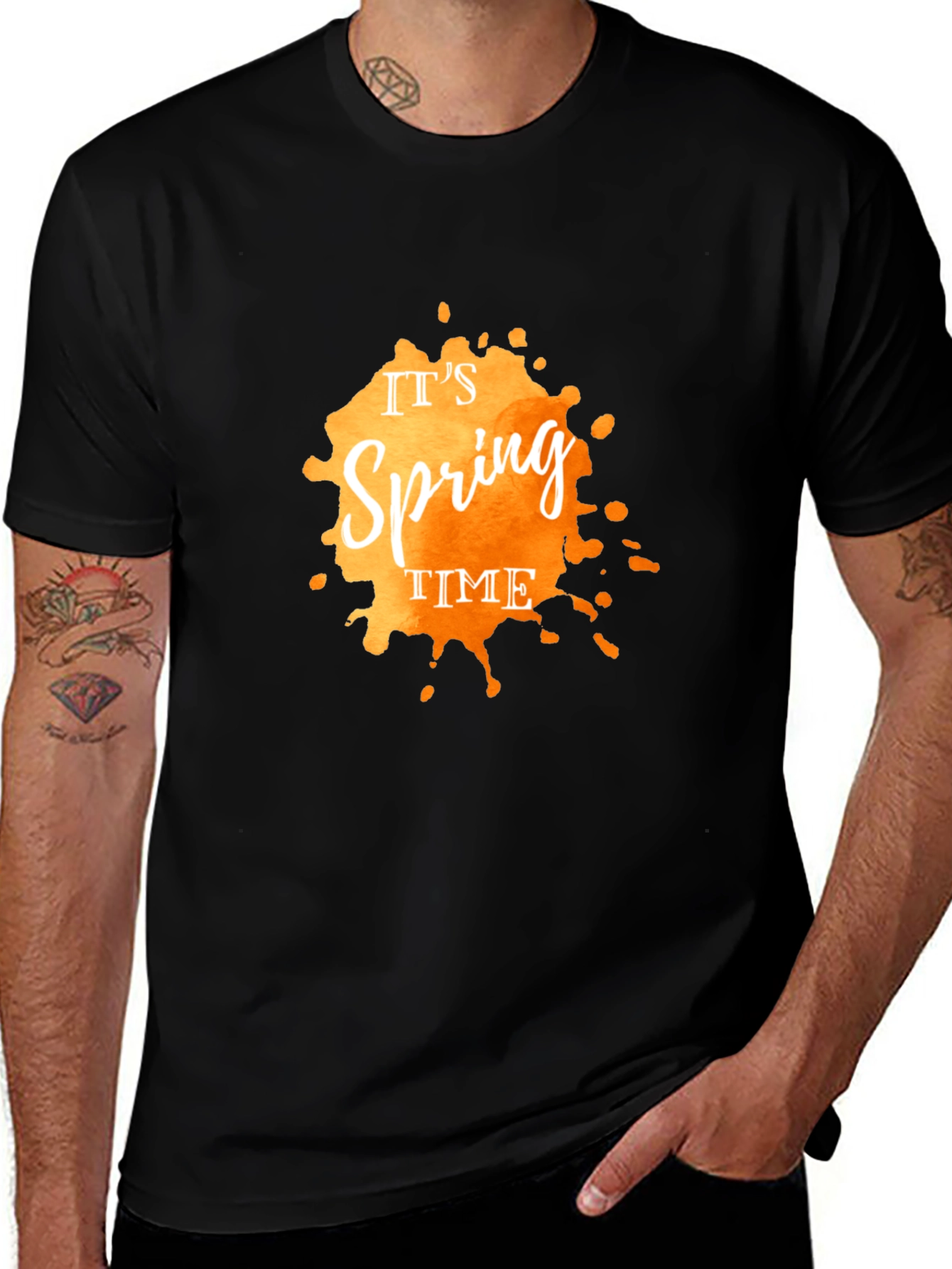 Variant 18 of Spring Time Graphic Tee - Stylish Men's Black T-Shirt