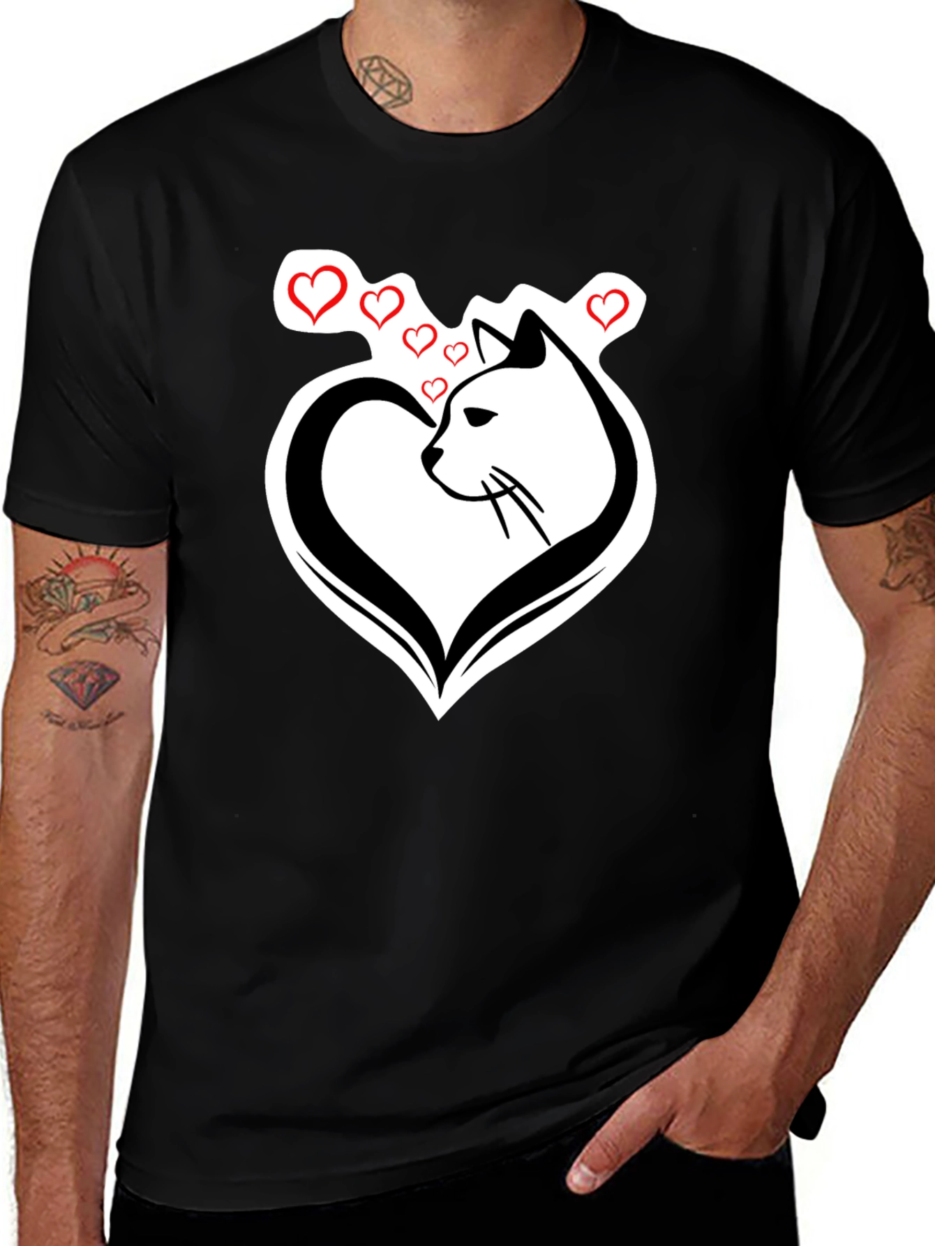 Variant 20 of Cat Heart Graphic Tee - Love Your Feline