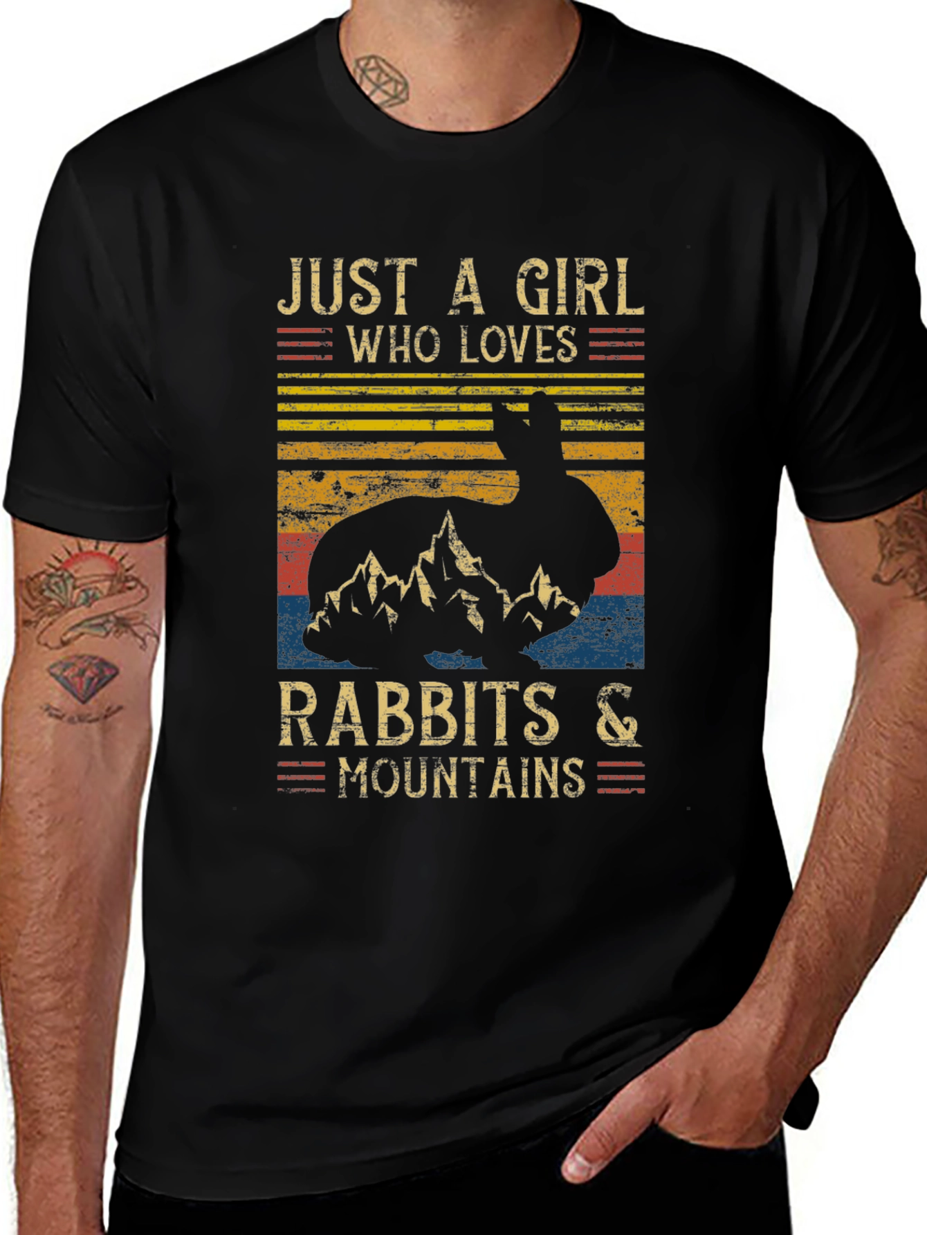 Variant 5 of Rabbit and Mountains T-Shirt - Nature Lover Tee