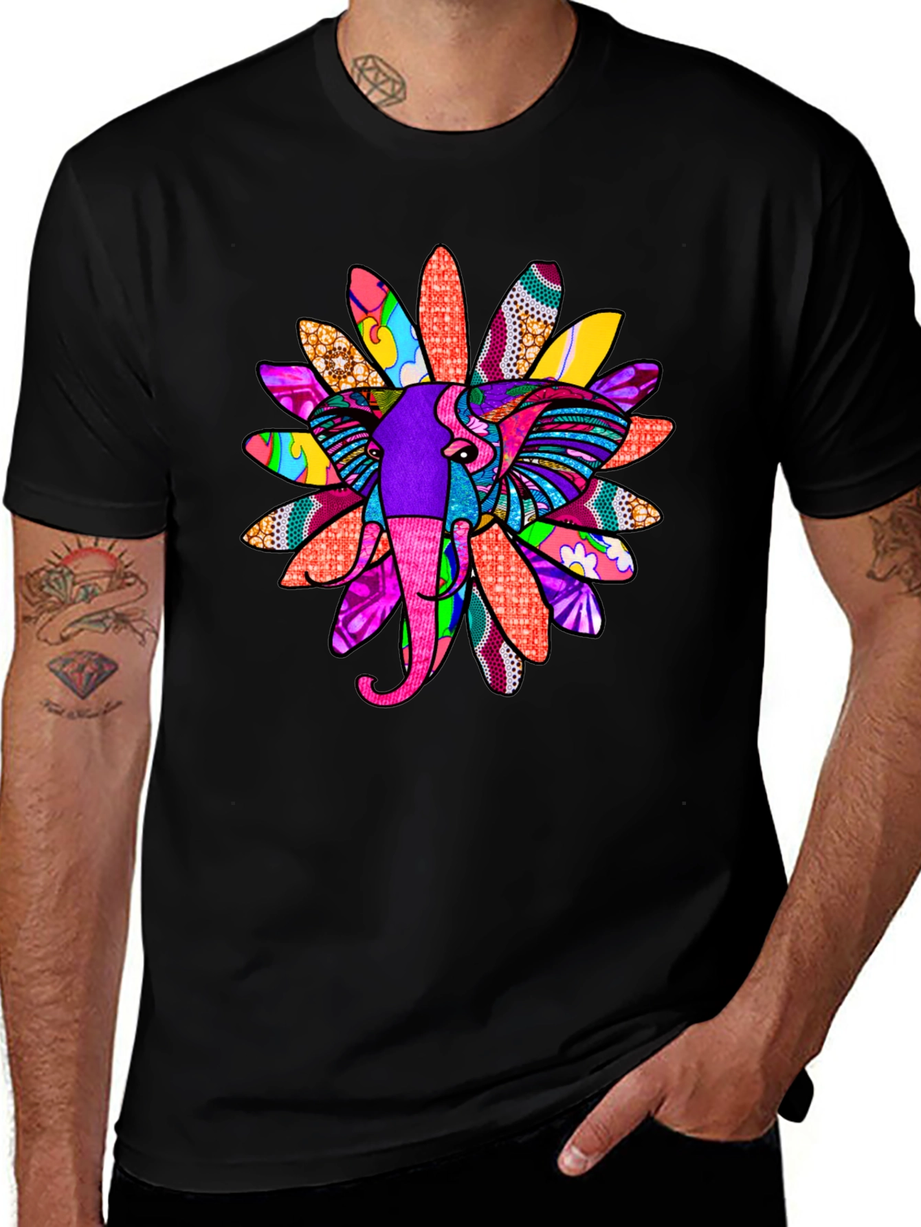 Variant 13 of Elephant Flower Graphic Tee - Bold Design
