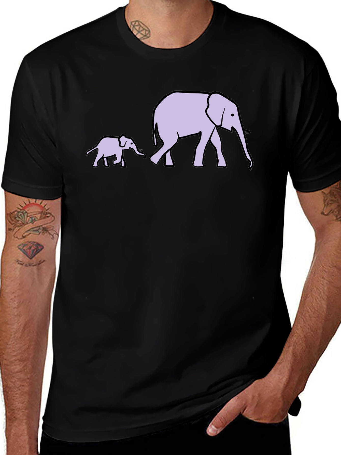 Variant 5 of Elephant Family Graphic Tee - Stylish & Unique