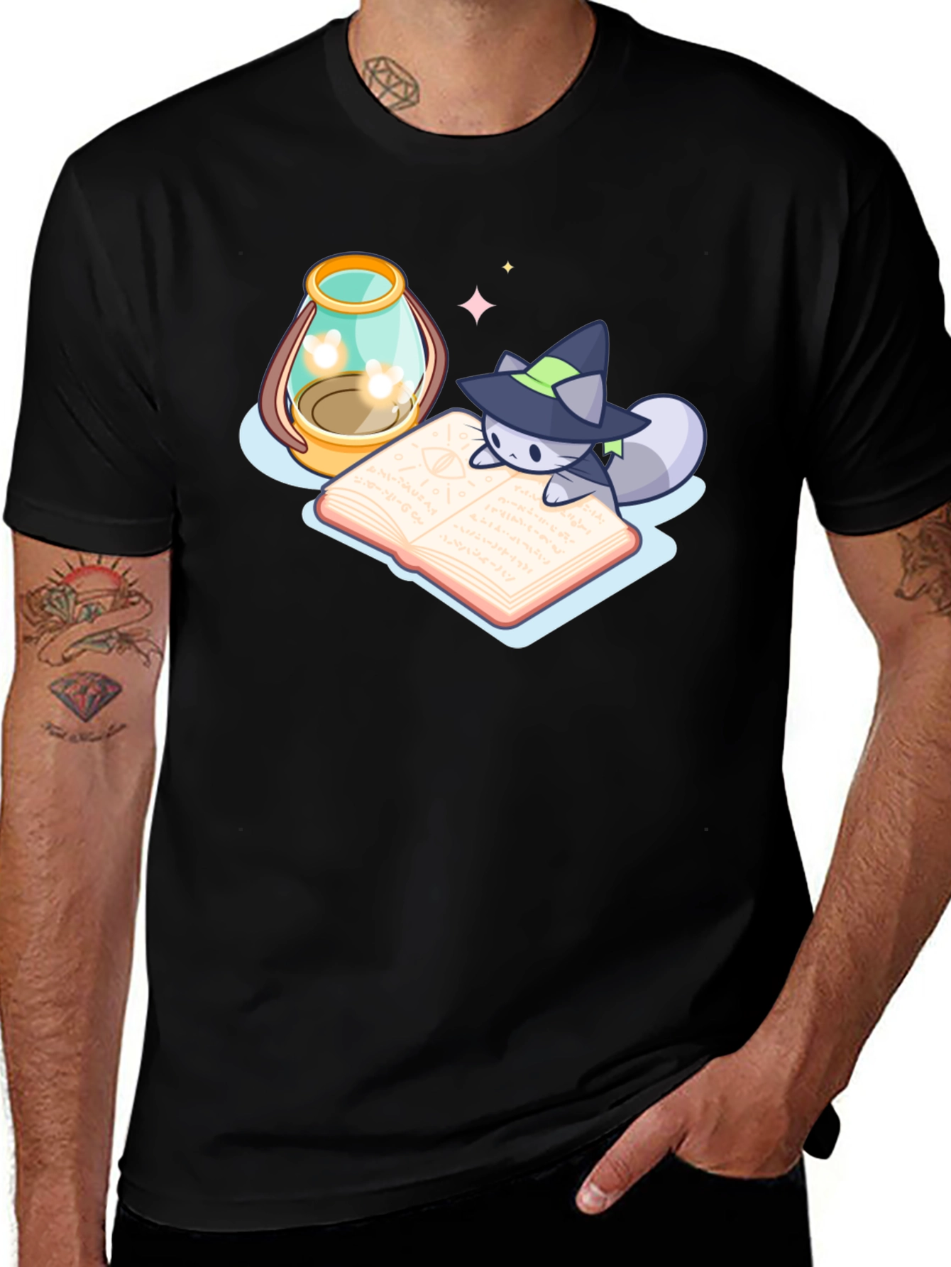 Variant 12 of Wizard Cat T-Shirt - Black