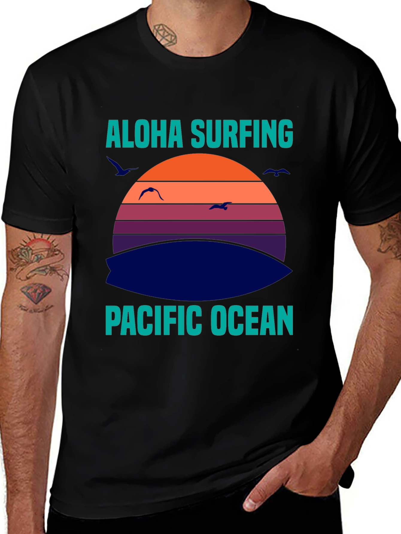 Variant 26 of Aloha Surfing Pacific Ocean Graphic T-Shirt