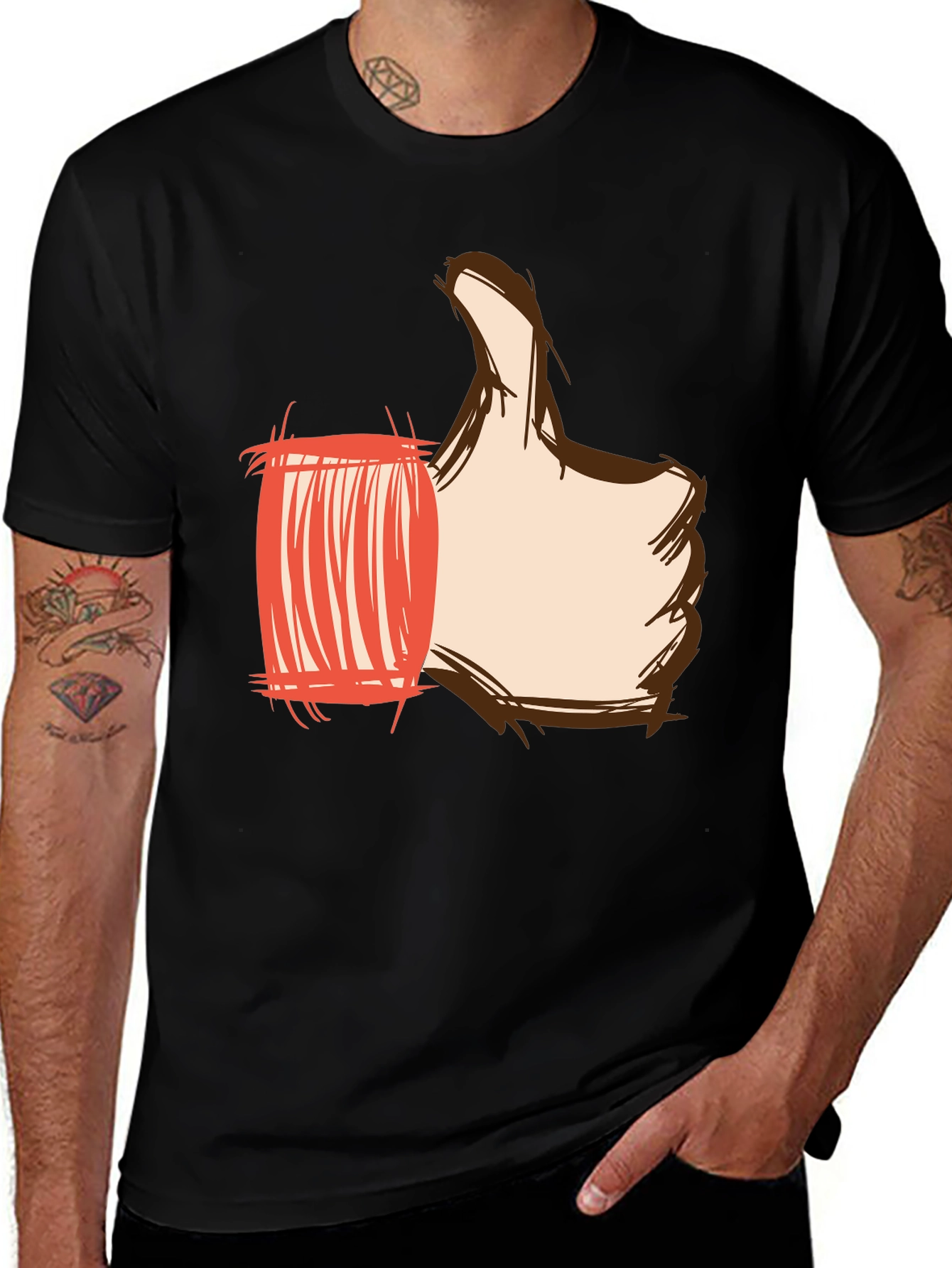 Variant 3 of Thumbs Up Graphic Print Tee - Black