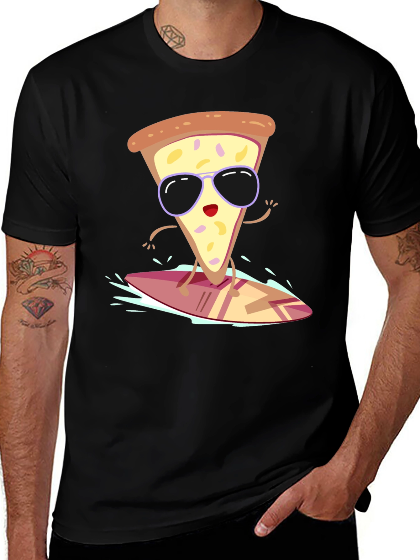 Variant 15 of Cool Pizza Slice Surfing T-Shirt