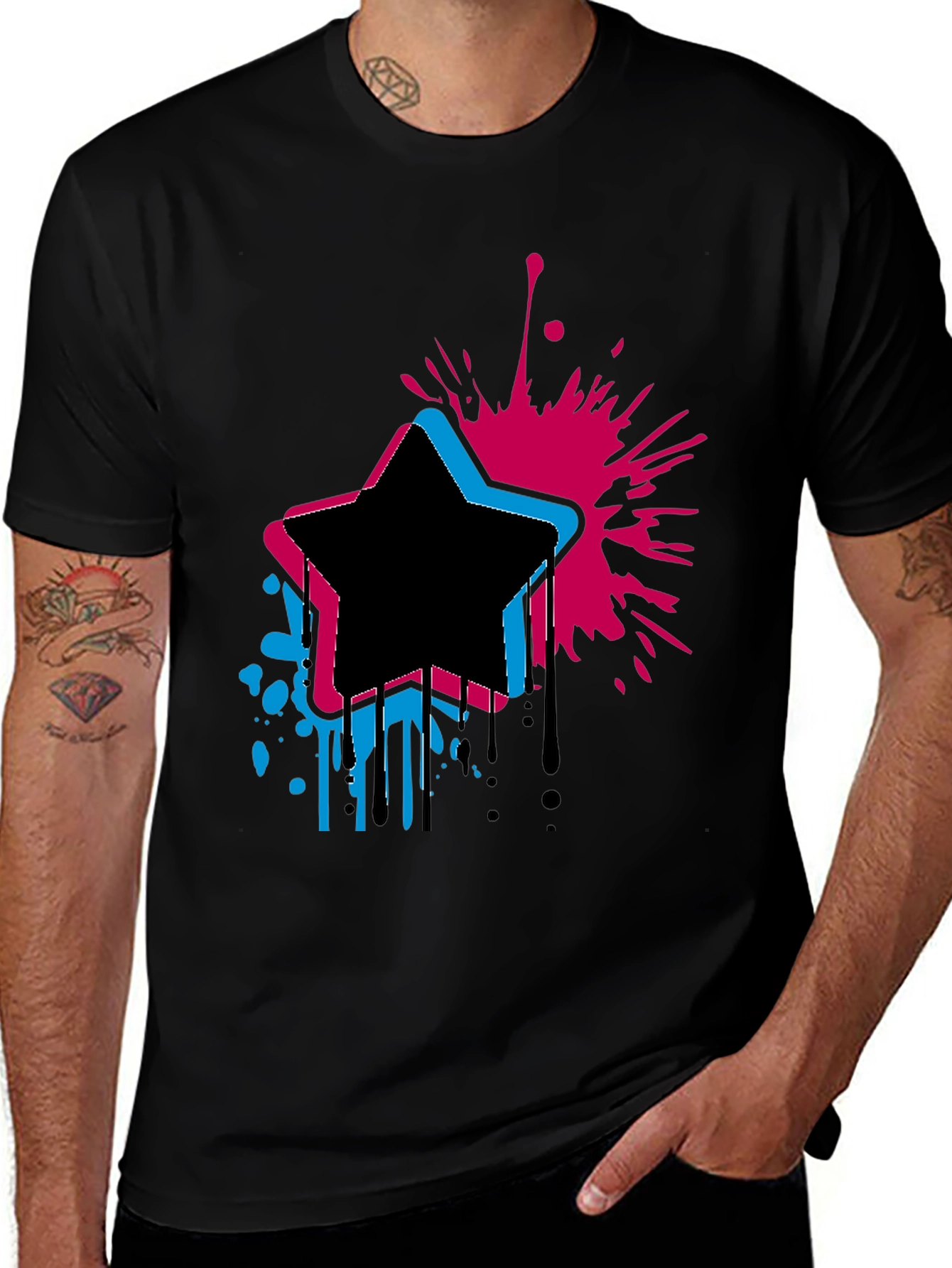 Variant 23 of Star Splash Graphic Tee - Modern Artistic Design