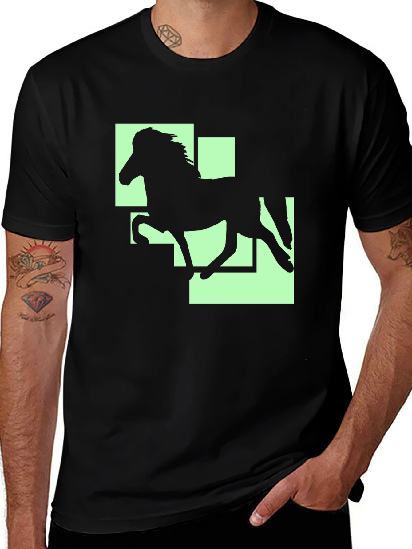 Variant 10 of Geometric Horse Graphic Tee - Black