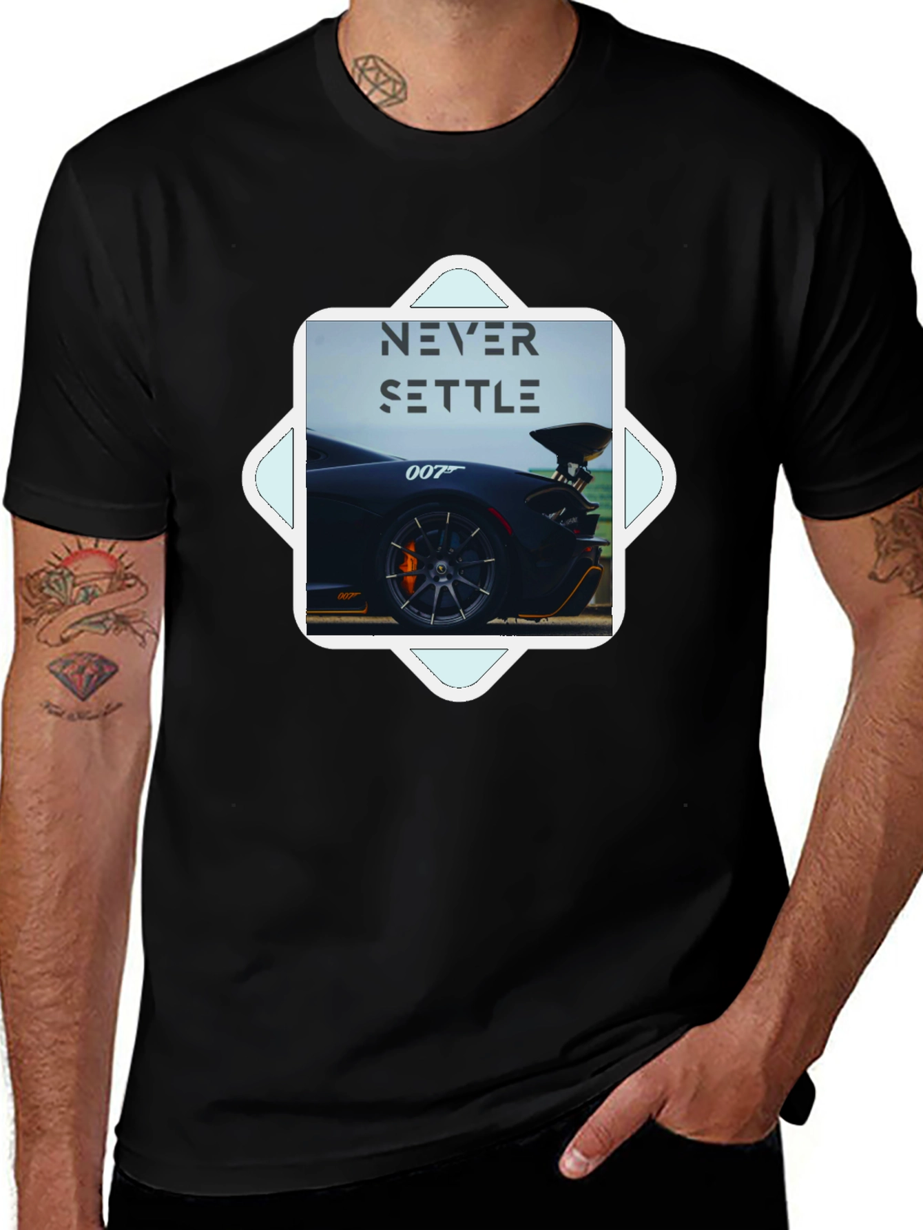 Never Settle T-Shirt - 007 Car Graphic Tee