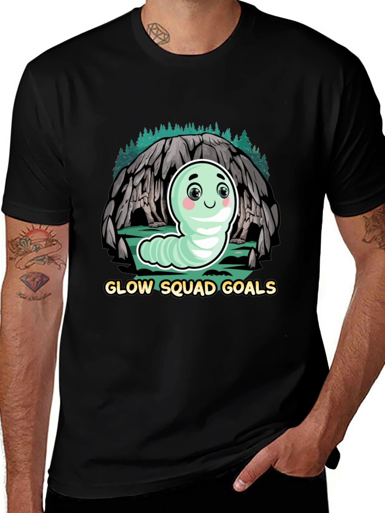 Variant 29 of Glow Squad Goals T-Shirt - Cute Worm Design