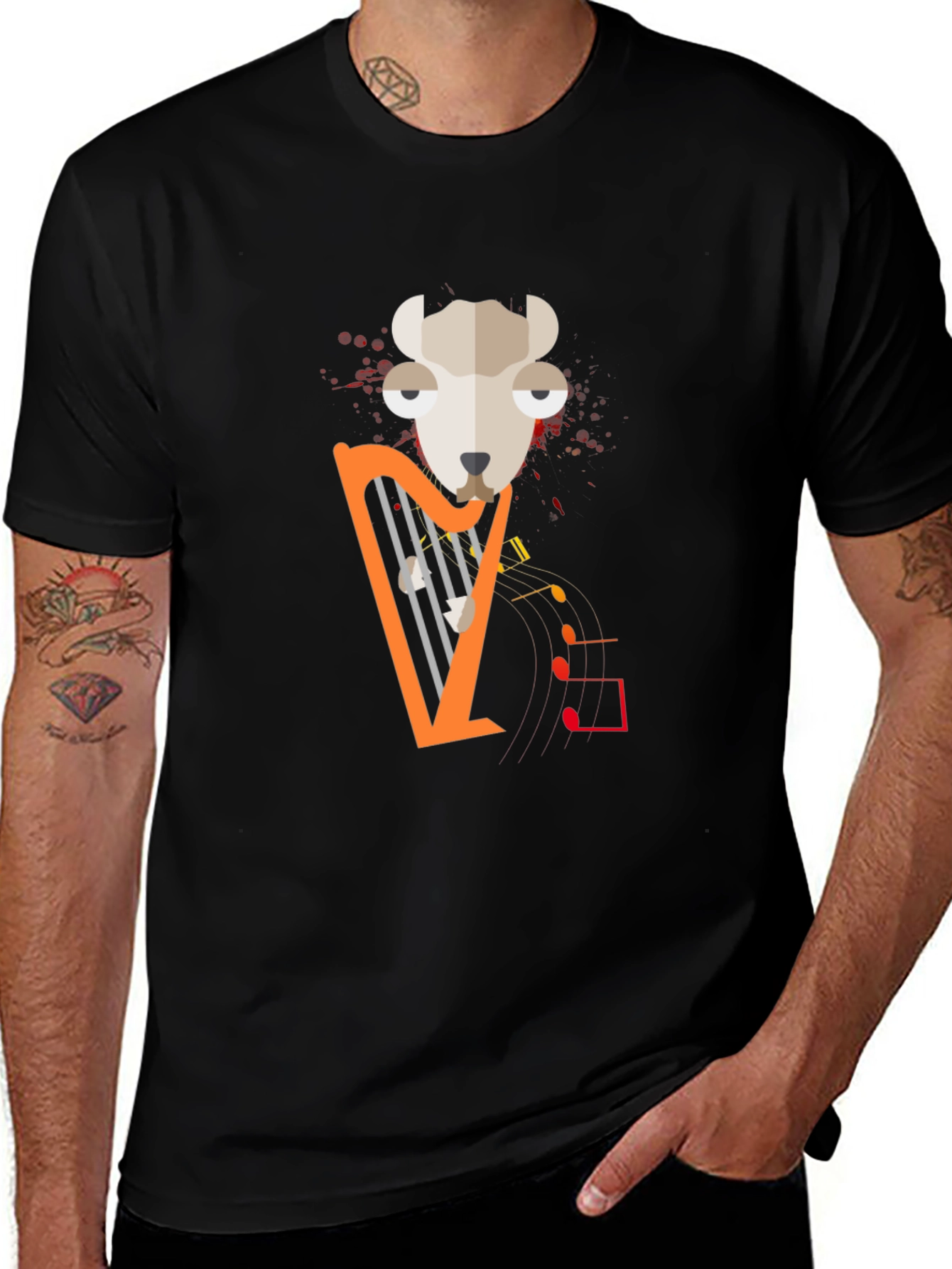 Variant 25 of Stylish Graphic Tee - Sheep Harp Design
