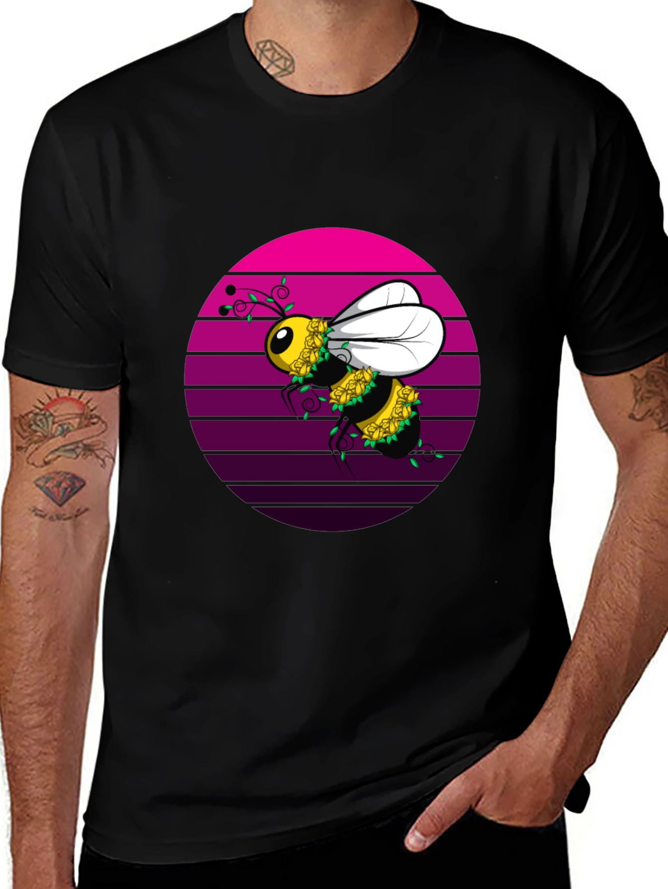 Variant 2 of Bee Floral T-Shirt - Unique Graphic Tee