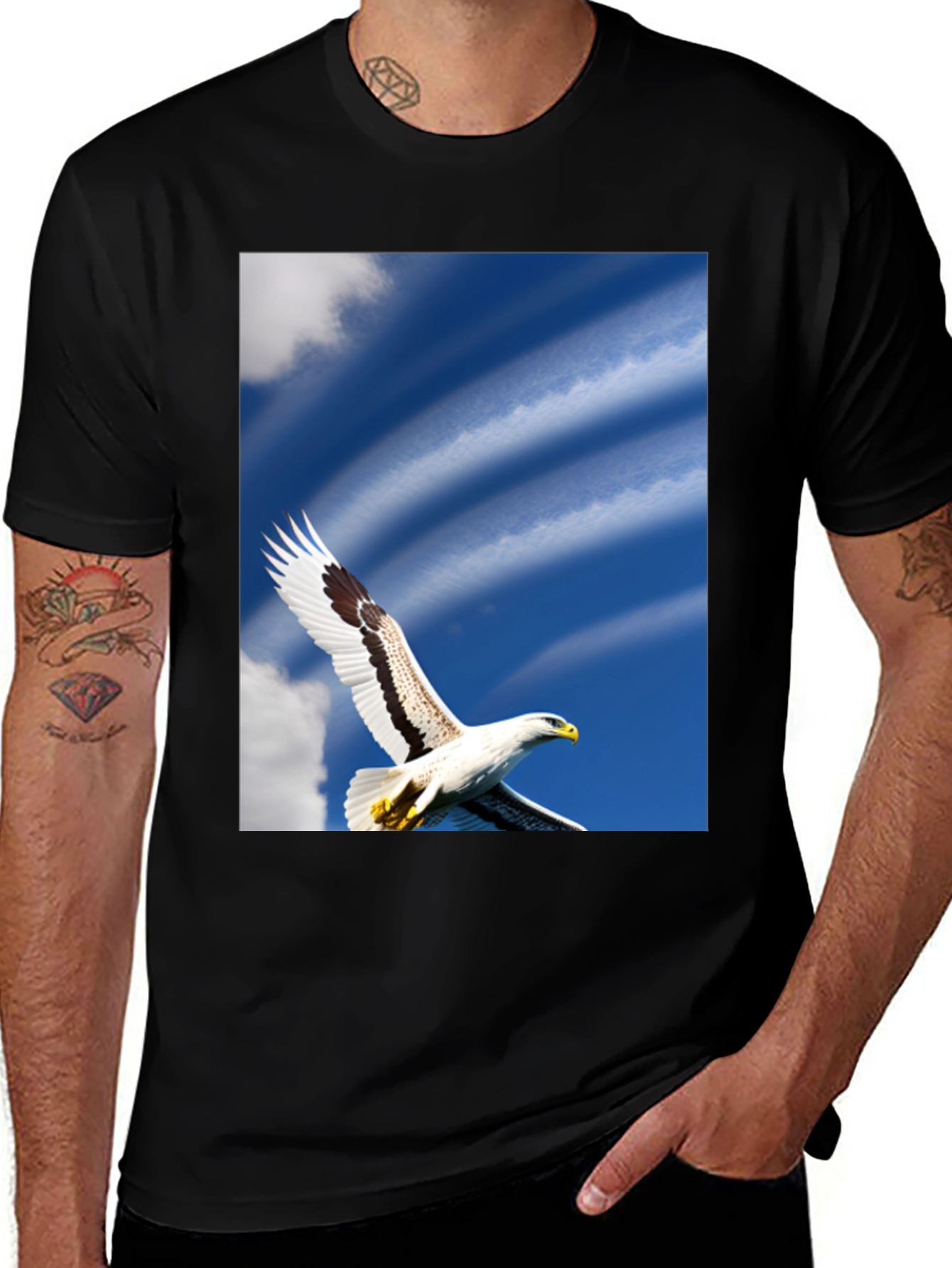 Black Eagle Sky Graphic Tee - Soaring Freedom main image