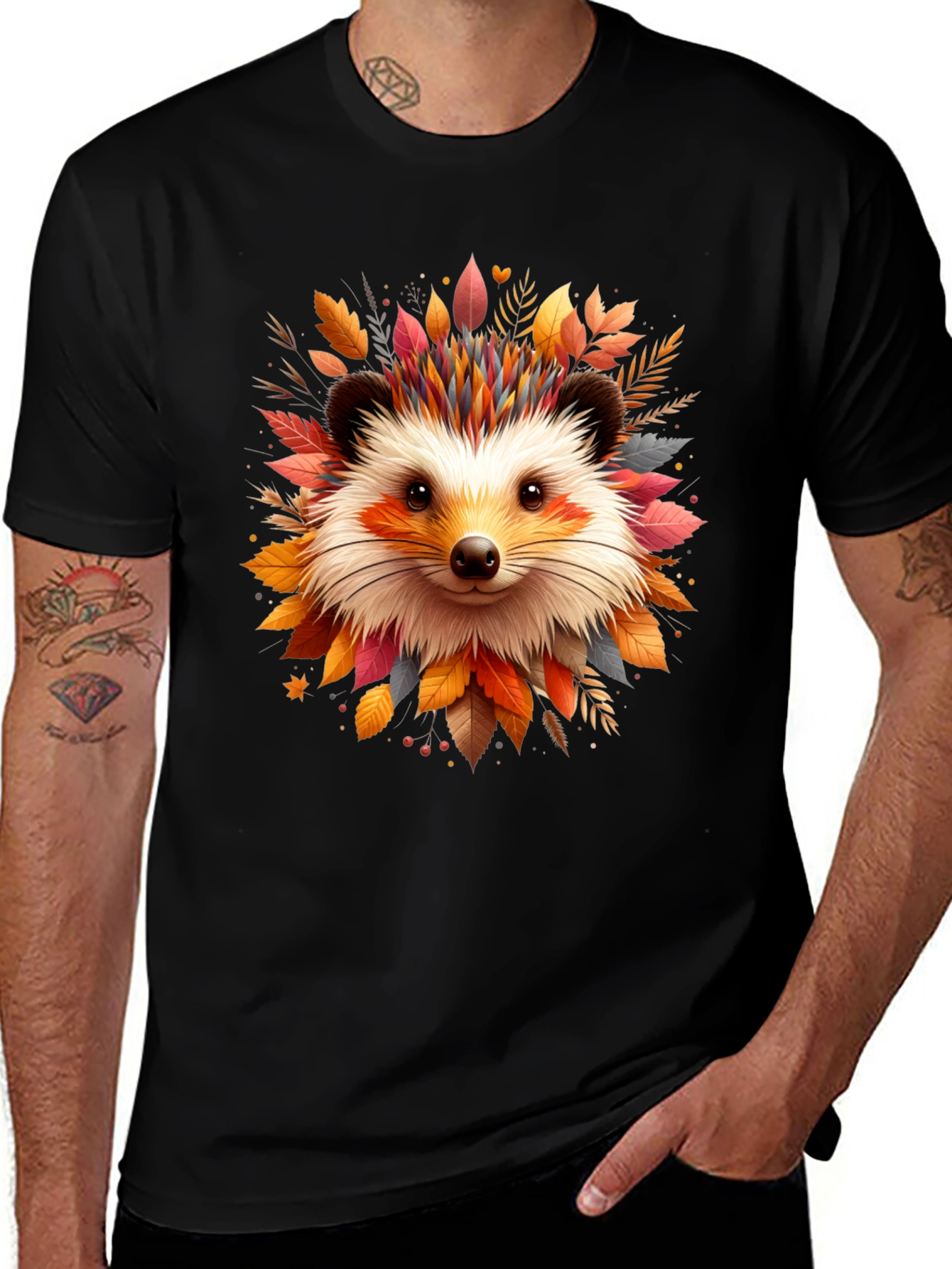Variant 6 of Hedgehog Autumn Leaves T-Shirt