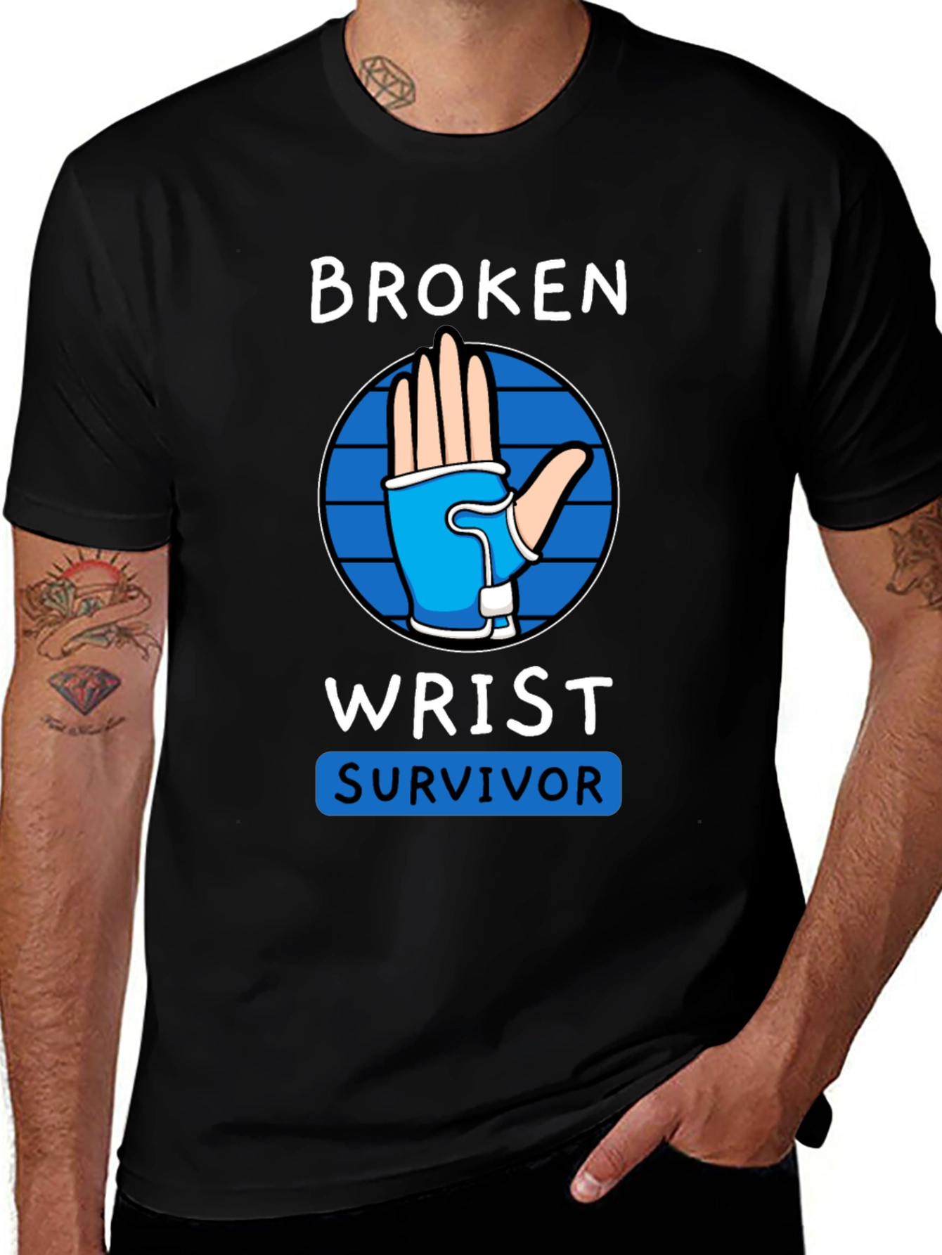 Variant 16 of Broken Wrist Survivor T-Shirt - Injury Recovery Tee