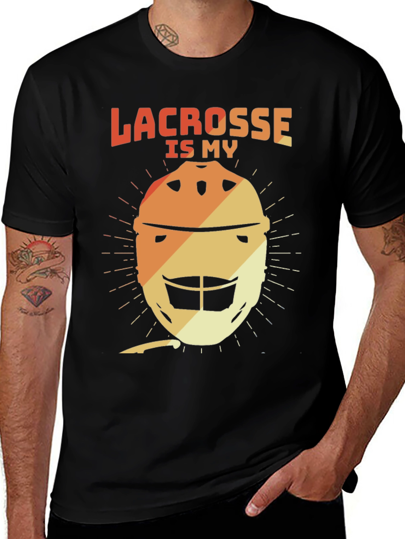 Variant 15 of Lacrosse is My Game Black Tee