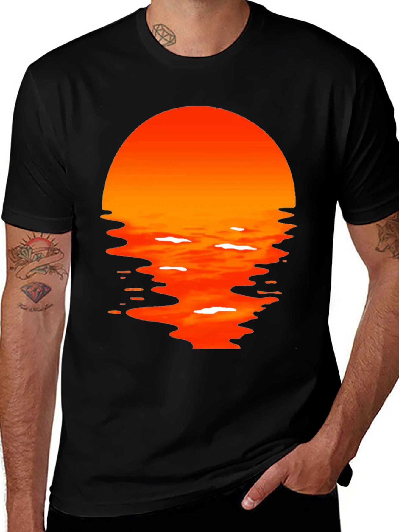 Variant 25 of Sunset Graphic Tee - Men's Black T-Shirt