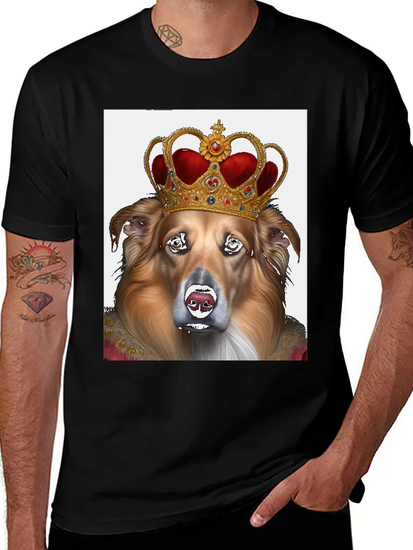 Variant 14 of King Dog Graphic Tee - Black Cotton