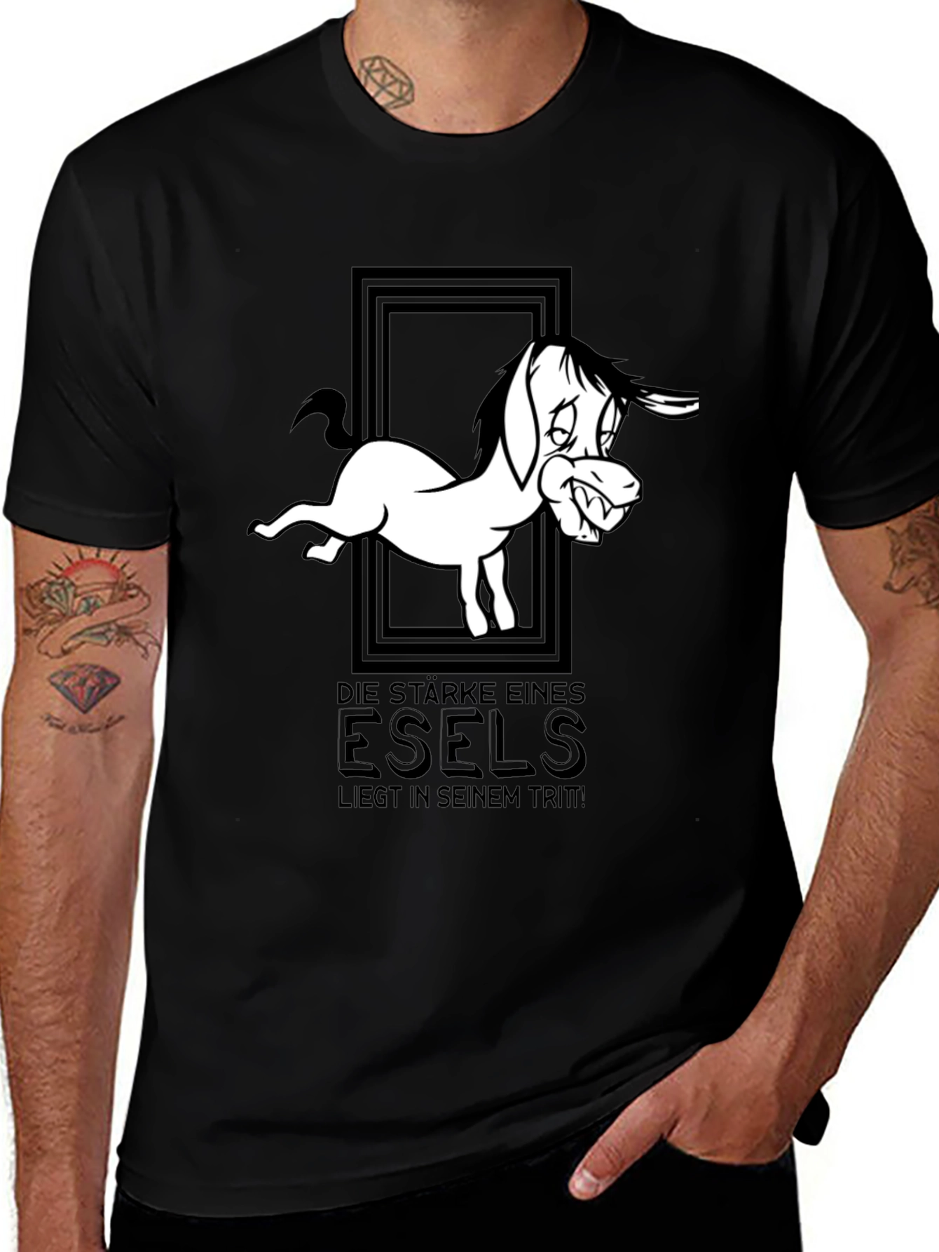 Variant 8 of Funny Donkey Graphic Black T-Shirt