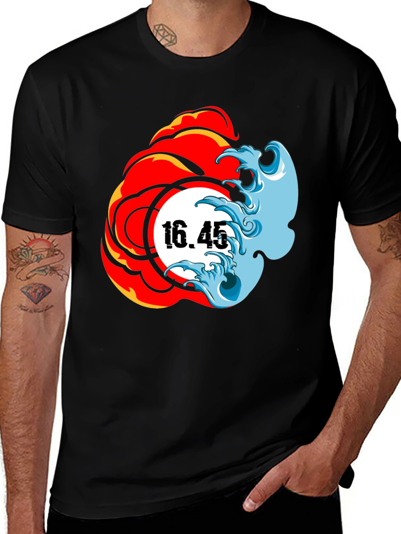 Fire & Water Graphic Tee - Black T-Shirt