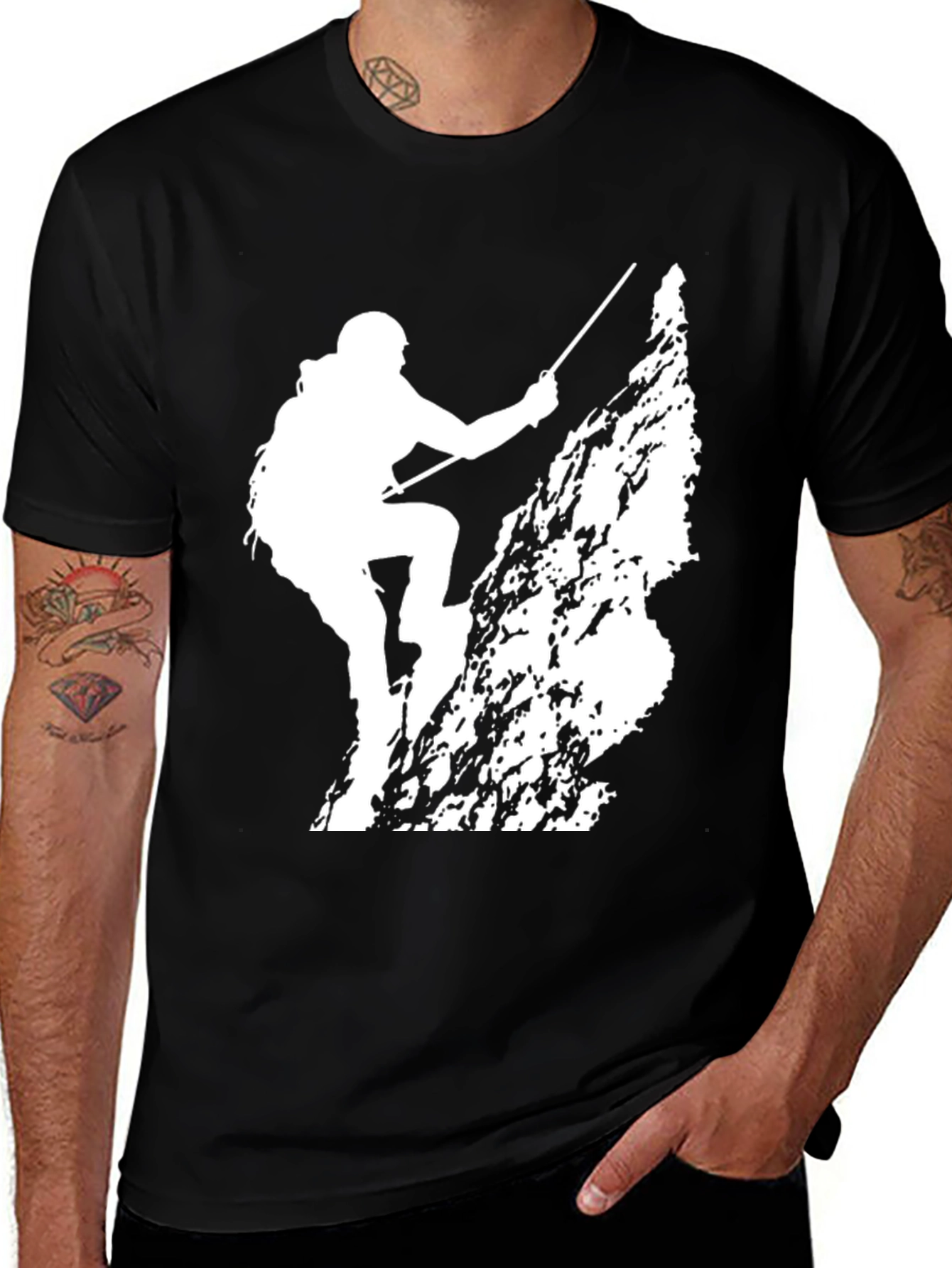 Black Rock Climbing Silhouette Tee - Black Cotton Comfort main image