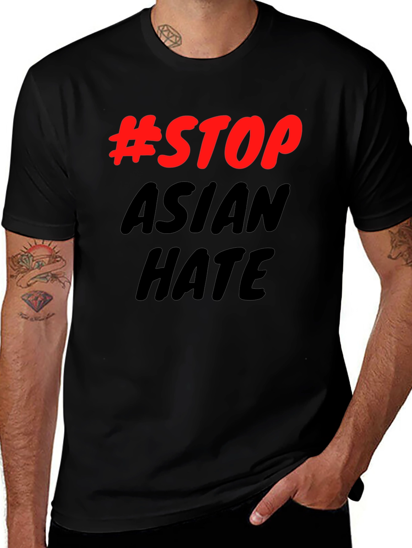 Stop Asian Hate T-Shirt - Black Crew Neck Advocacy Tee