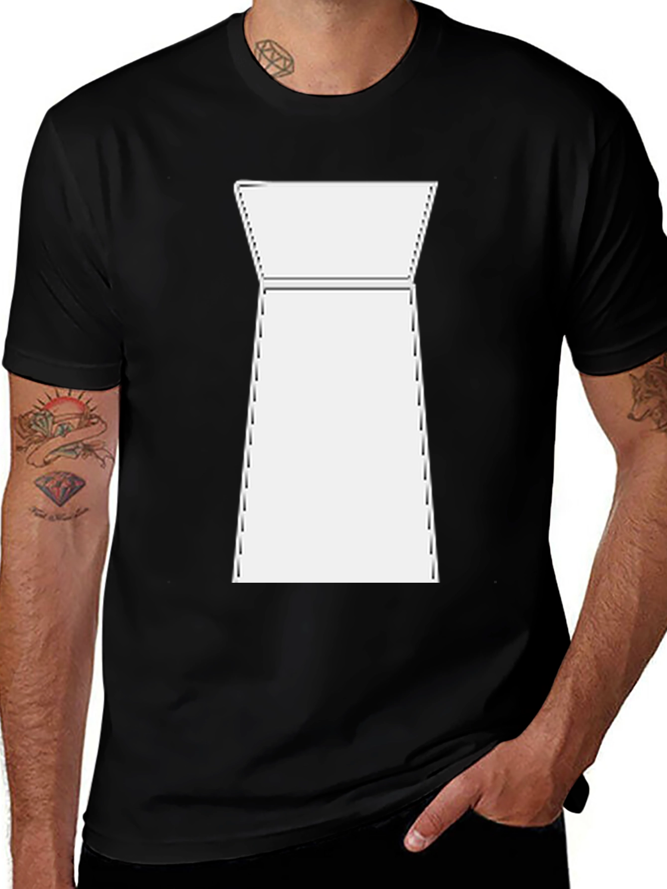 Variant 26 of Modern White Shape on Black T-Shirt