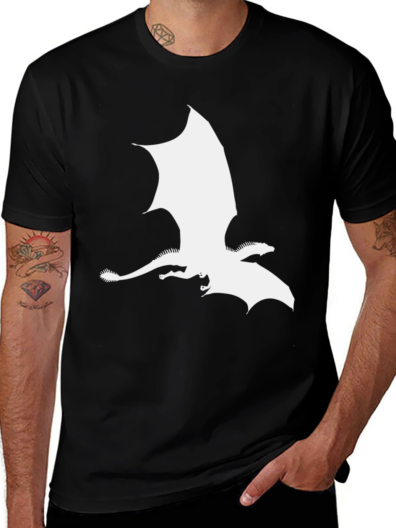 Variant 26 of Dragon Graphic Black T-Shirt - Fantasy Style